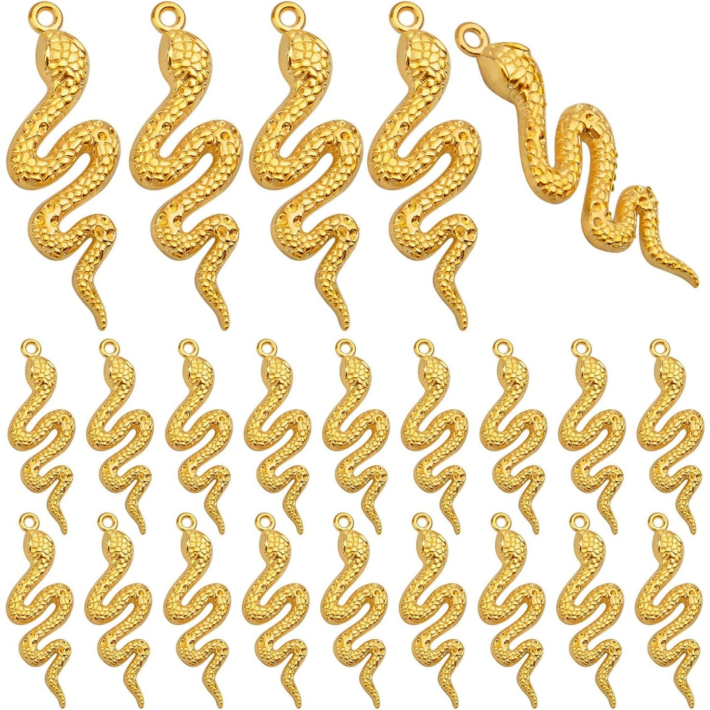32pcs Snake Charms - Alloy Cobra Pendant for Bracelets Necklaces DIY Jewelry Craft Making Supplies, 4 Colors