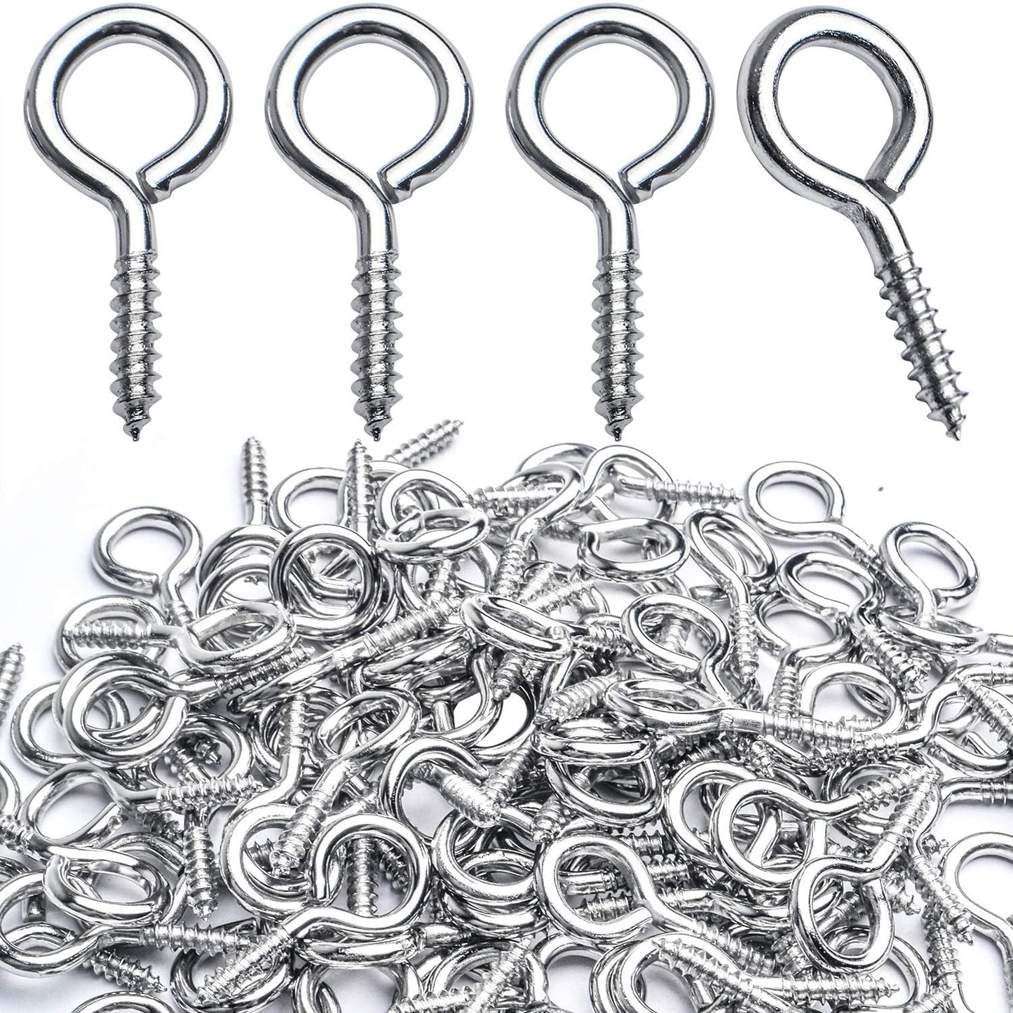 Eye Hooks Screw-in,100pcs Metal Eyes Hooks Eyelets Screw Threaded Self Tapping Eyelet Hooks 27x13mm for Resin Crafts Projects Outdoor Indoor Hanging