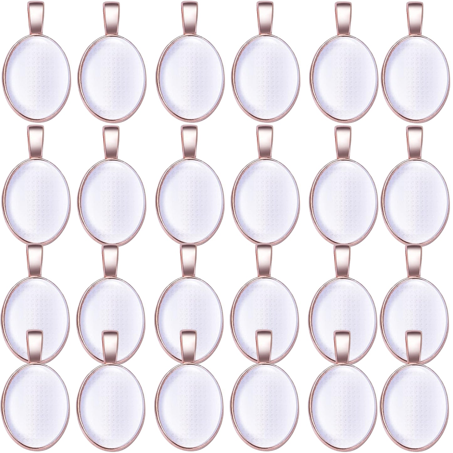 48pcs Bezel Pendant Blanks Set, 24pcs 6 Colors Oval Pendant Trays Bezel Blanks with 24pcs Glass Cabochons Clear Dome Tiles for DIY Bracelet Necklace Jewelry Crafts Making