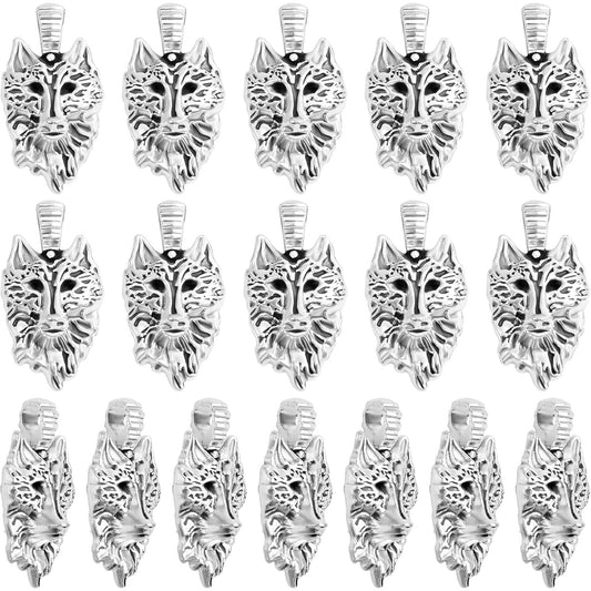 30pcs Antique Silver Wolf Head Charms Tibetan Alloy Wolf Head Sign Pendants Vintage Animal Dangle Charms for DIY Necklace Bracelet Earrings Jewelry Making Supplies
