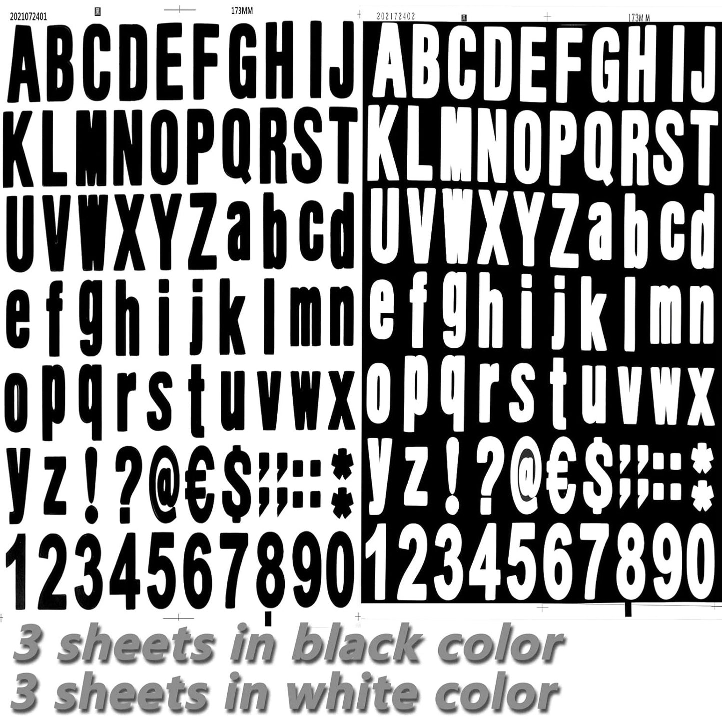 6 Sheets Self Adhesive Vinyl Letters Numbers Kit, Alphabet letter Stickers Waterproof Script Pantry Labels Stickers Decals for Mailbox, Signs, Window, Door, Cars, Business, Address Number, 2 Colors