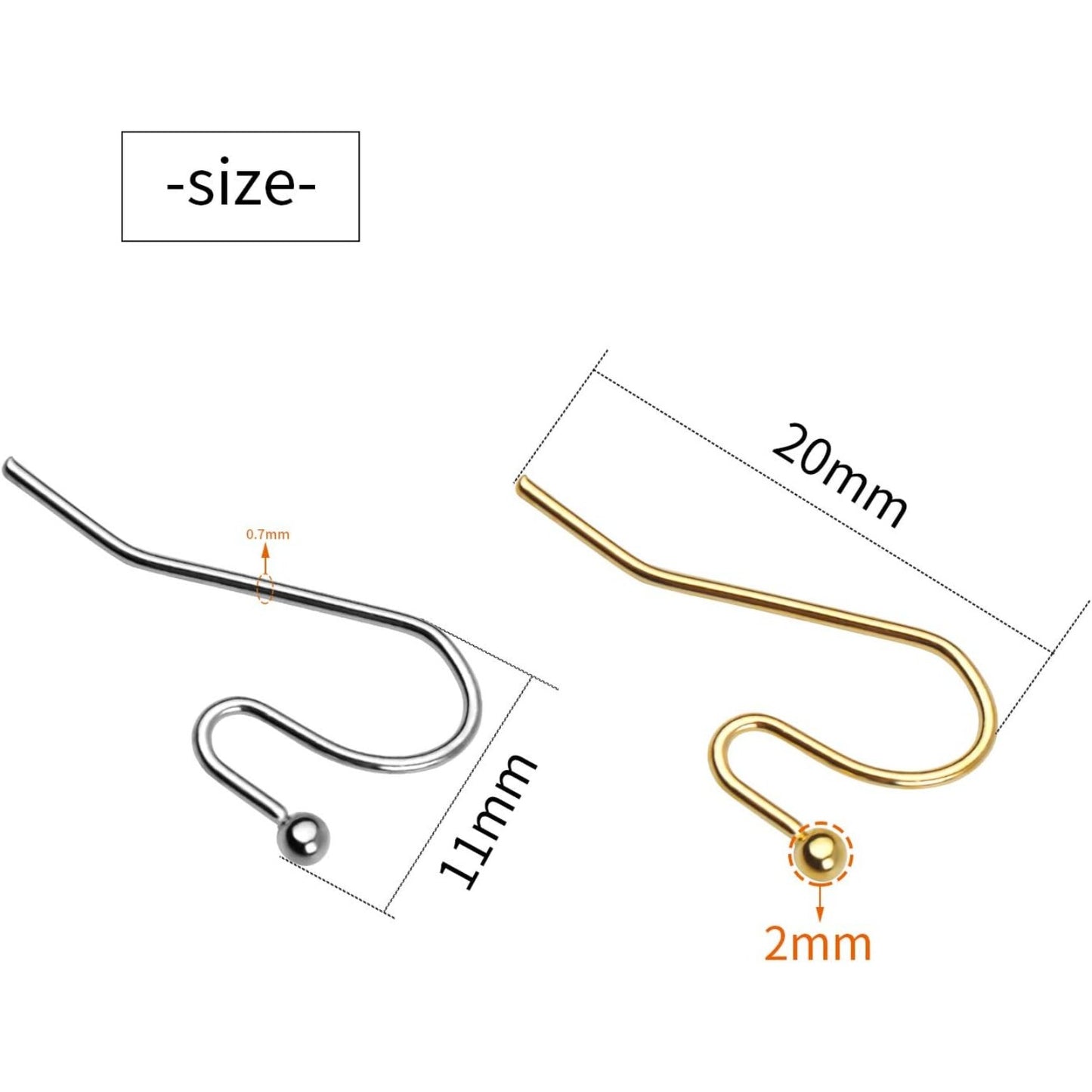 Earring Findings Bulk,200 Pieces French Earring Hooks Ball End Earwires with 200 Pieces Rubber Earring Stoppers for Dangling Earring Making,Golden and Silver