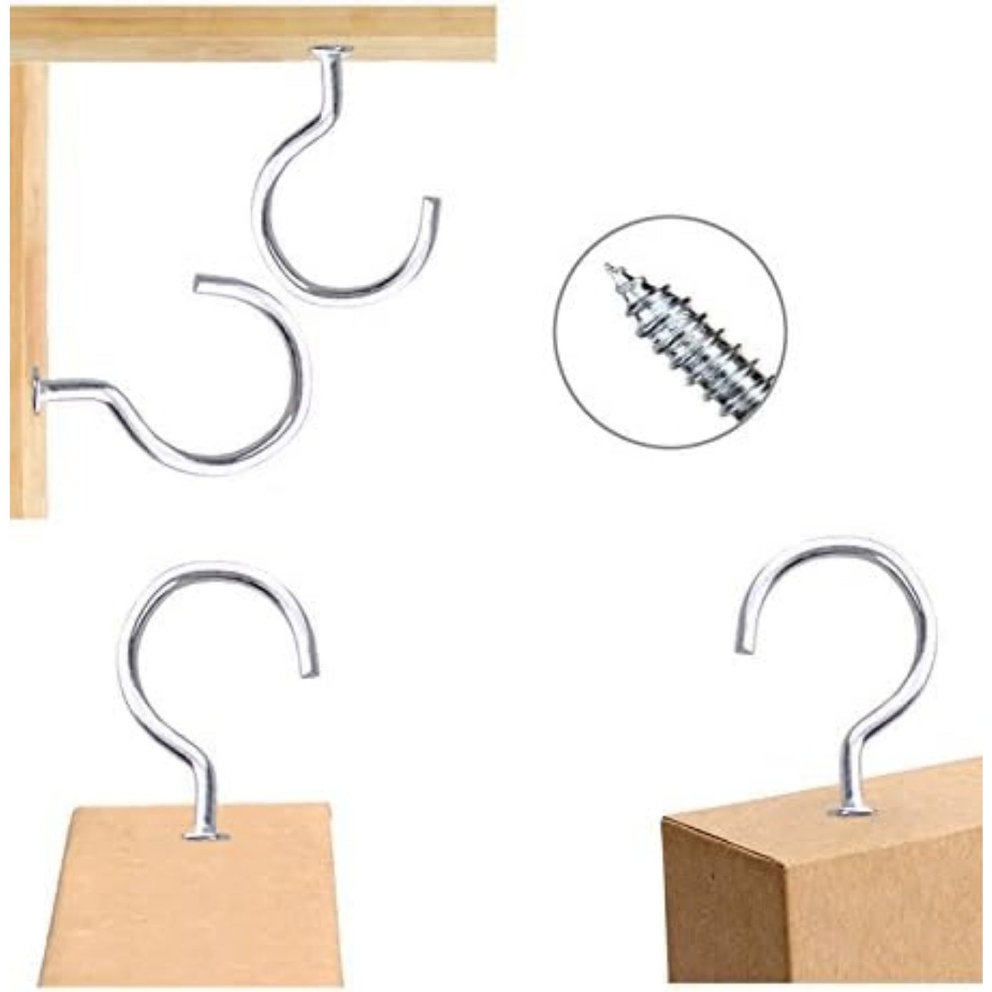 20Pcs 2.8 inches Silver Metal Cup Hooks Round End Ceiling Wall Hooks for Hanging Plants, Lights, Curtains, Kitchen Towels