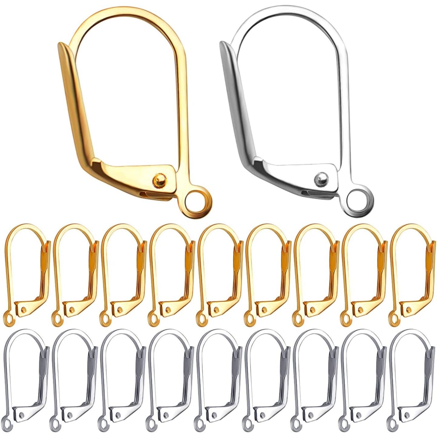 100 Pieces Leverback Earring Hooks French Earwires Replacement Jewellery Making Gold and Silver