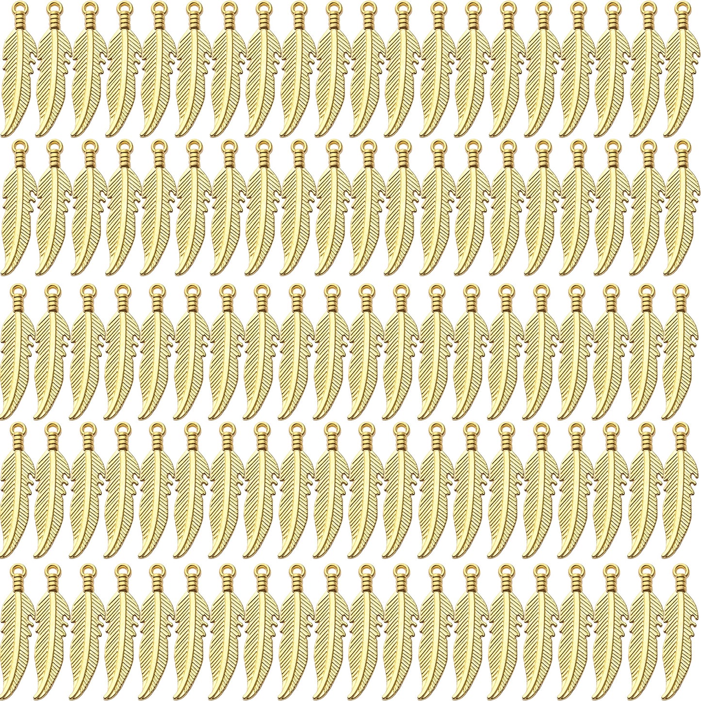 100pcs Feather Charm Pendants Tibetan Alloy Dangle Leaf Charms Craft Supplies for Jewelry Making Findings Accessory for DIY Bracelet Necklace,5 Colors