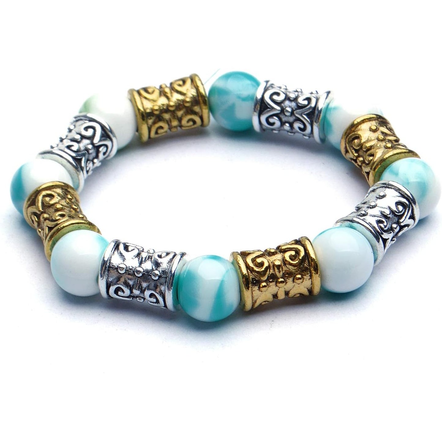 60pcs Alloy Column Spacer Bead Large Hole Tibetan Spacers Hollow Tube Beads Jewelry Spacer Charms for Bracelet DIY Jewelry Crafts Making Supplies