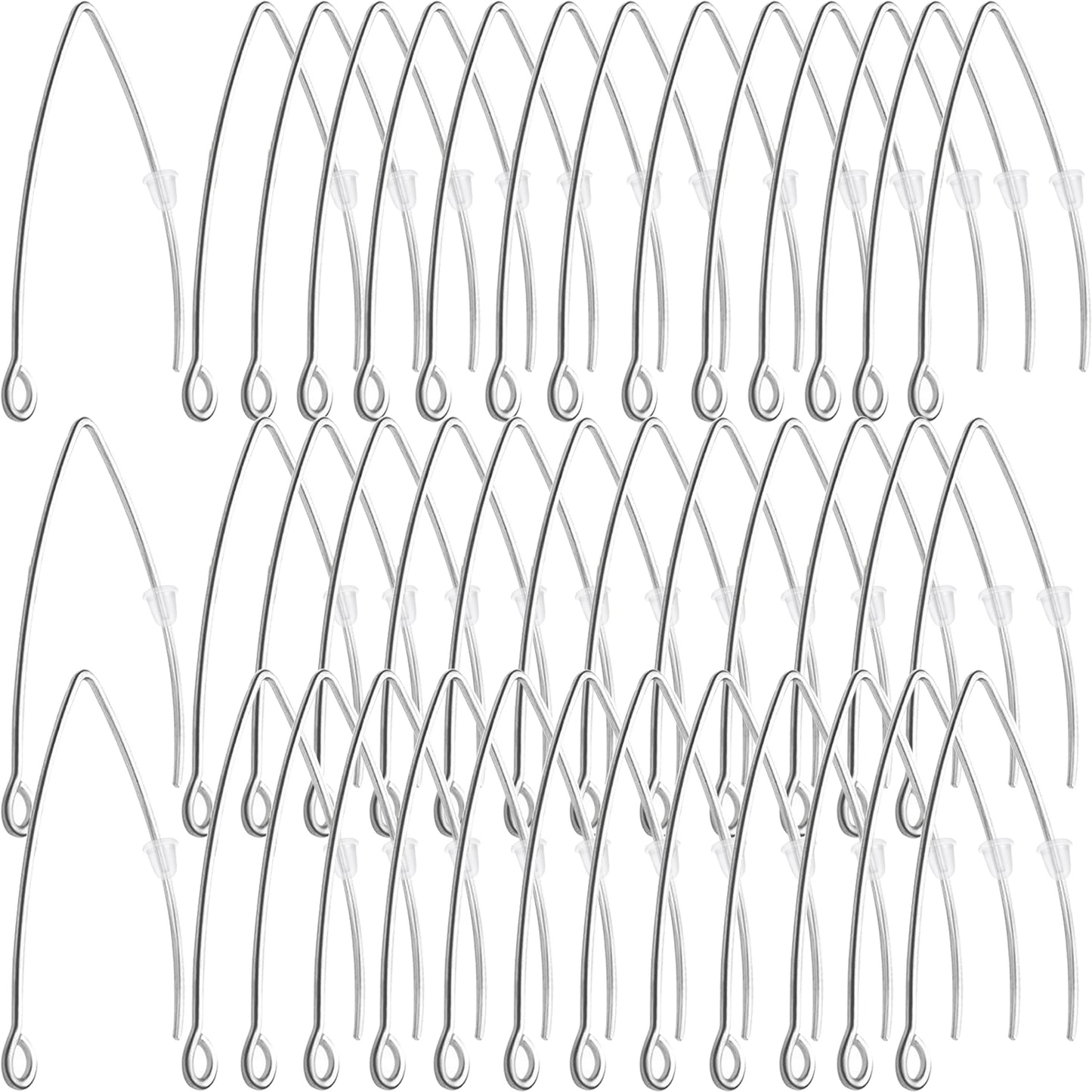 40pcs Stainless Steel V-shape Earring Hooks & 40pcs Clear Silicone Bullet Earring Backs, DIY Jewelry Making Kit, 2 Colors (Golden, Steel), 2 Sizes
