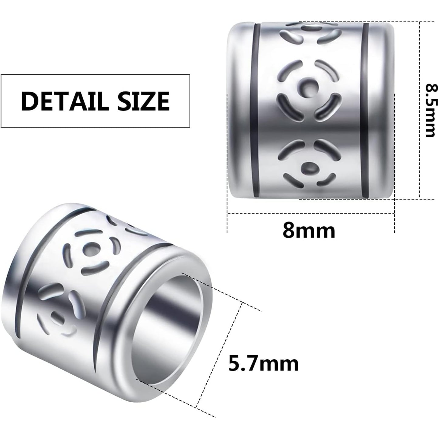 50pcs Antique Silver Alloy Rondelle Spacer Beads, 8.5mm x 8mm (Hole: 5.7mm), Loose Beads for DIY Jewelry Making