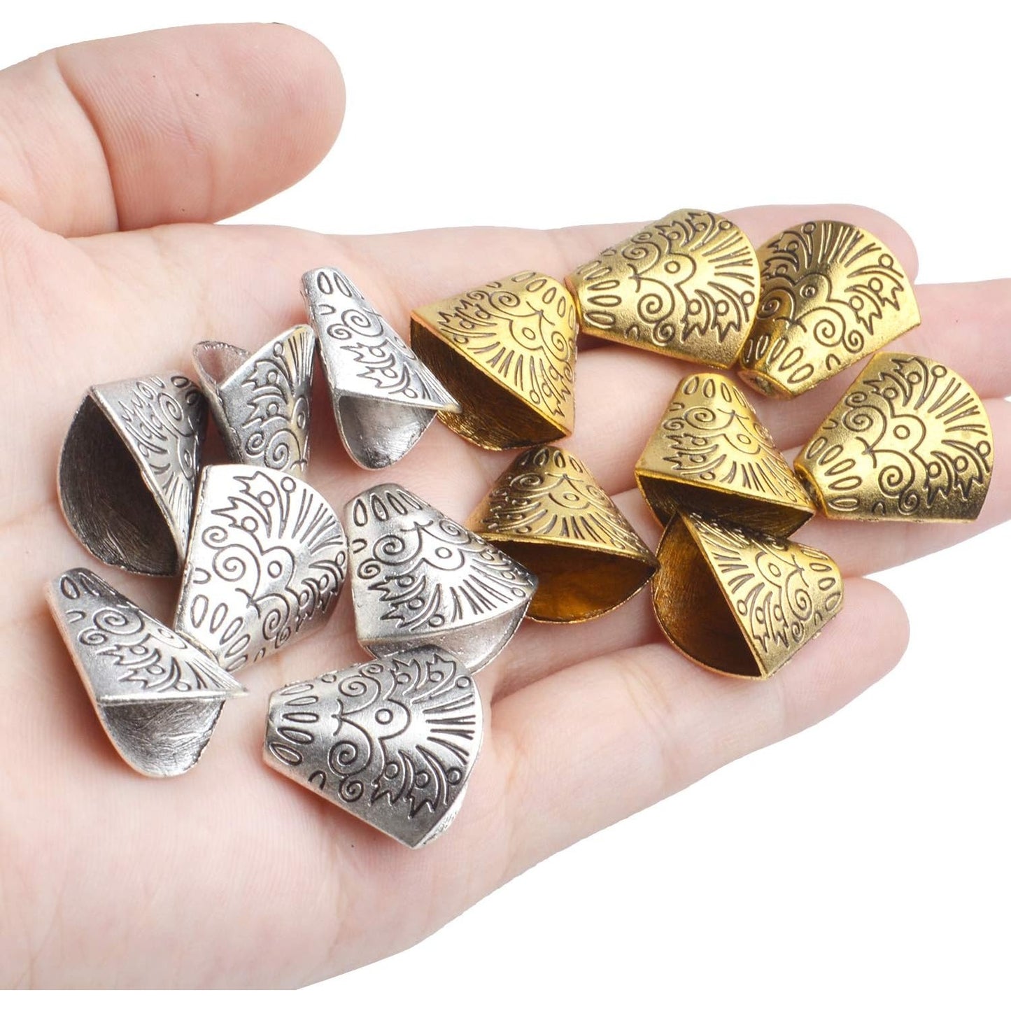 Bead Caps Making, 100pcs Tibetan Style Trumpet Bead Caps Antique Bead Cone Caps Alloy Bead End Caps Tassel End Cap for Bracelet Necklace Earring Jewelry Making Crafts