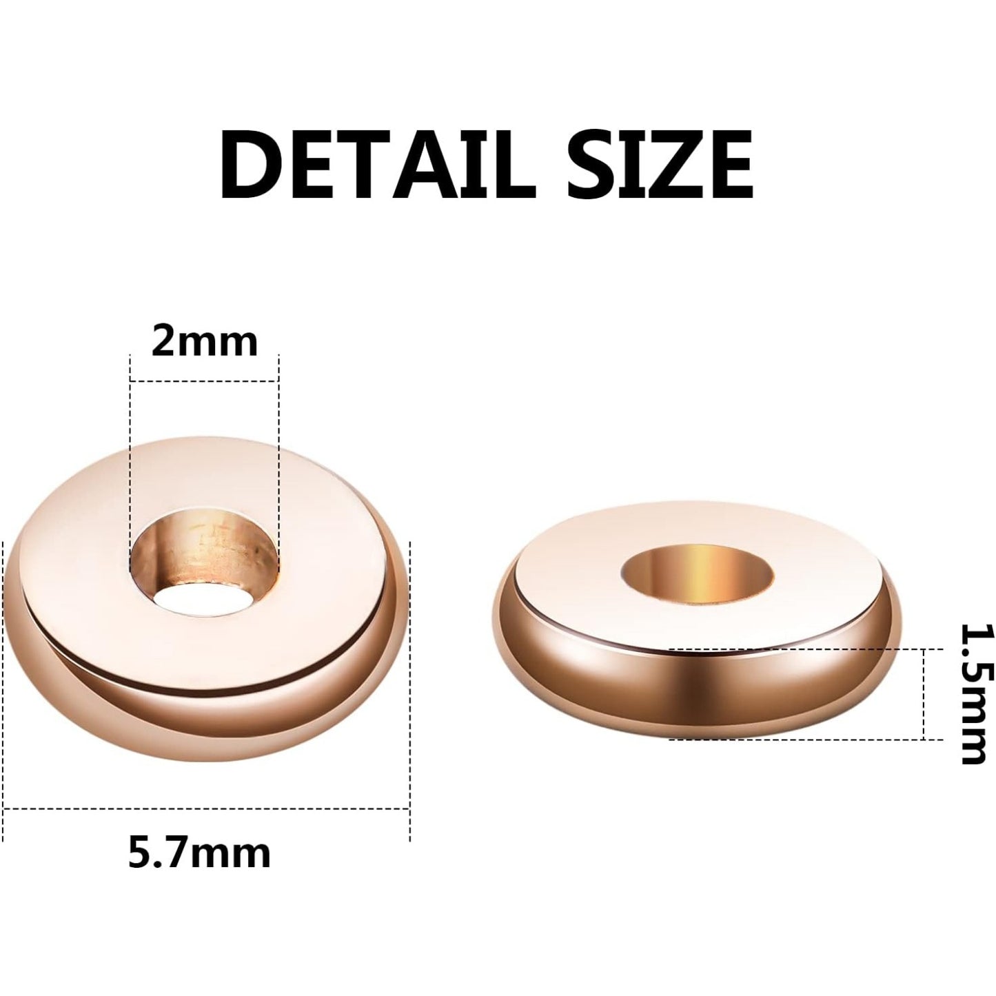 200pcs Gold Plated Flat Round Spacer Beads Brass Disc Spacers Beads Rondelle Spacers Loose Beads Jewelry Spacer Charm Beads for DIY Bracelet Necklace Crafts