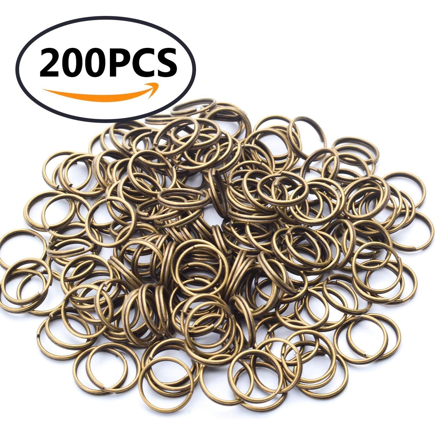 200 Pieces Small Bronze Key Chain Rings Split Ring Key Chains for Keys Organization,10mm Diameter