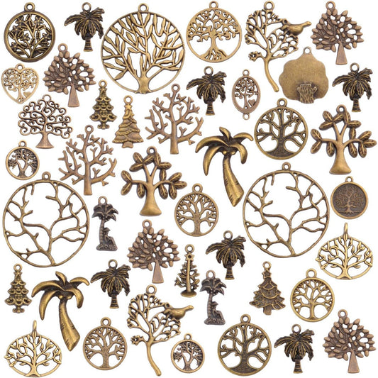 Jewelry Making Charms, 100g (40-50pcs) Craft Supplies Mixed Tree of Life Beads Charms Pendants Jewelry Findings for DIY Necklace Bracelet