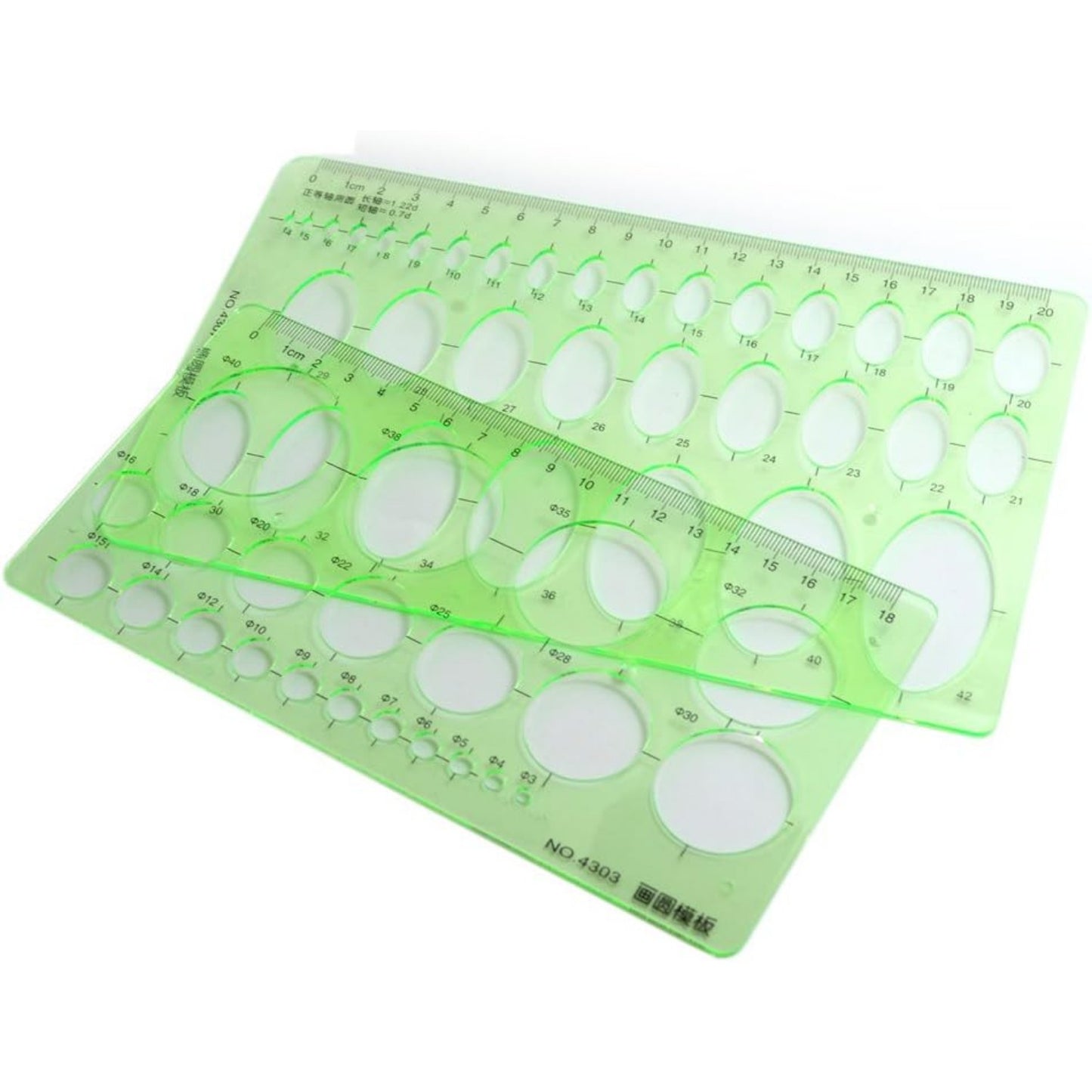 BronaGrand Pack of 2 Circle and Oval Template Measuring Templates Ruler for Office and School
