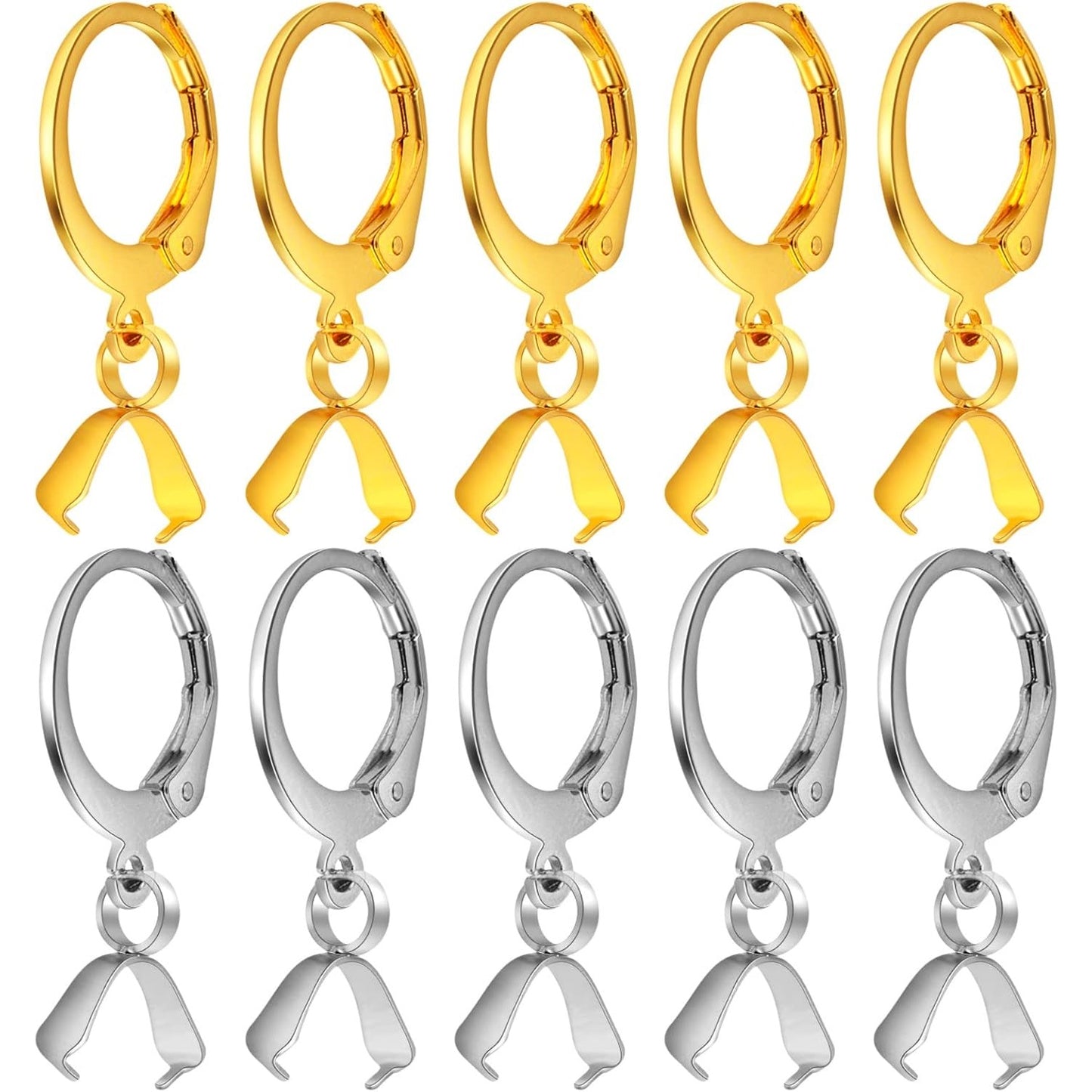 20pcs Stainless Steel French Earring Hooks Hypoallergenic Leverback Ear Wire Round Earring Hooks with Pendant Clasps for DIY Earring Jewelry Making Supplies, 2 Colors