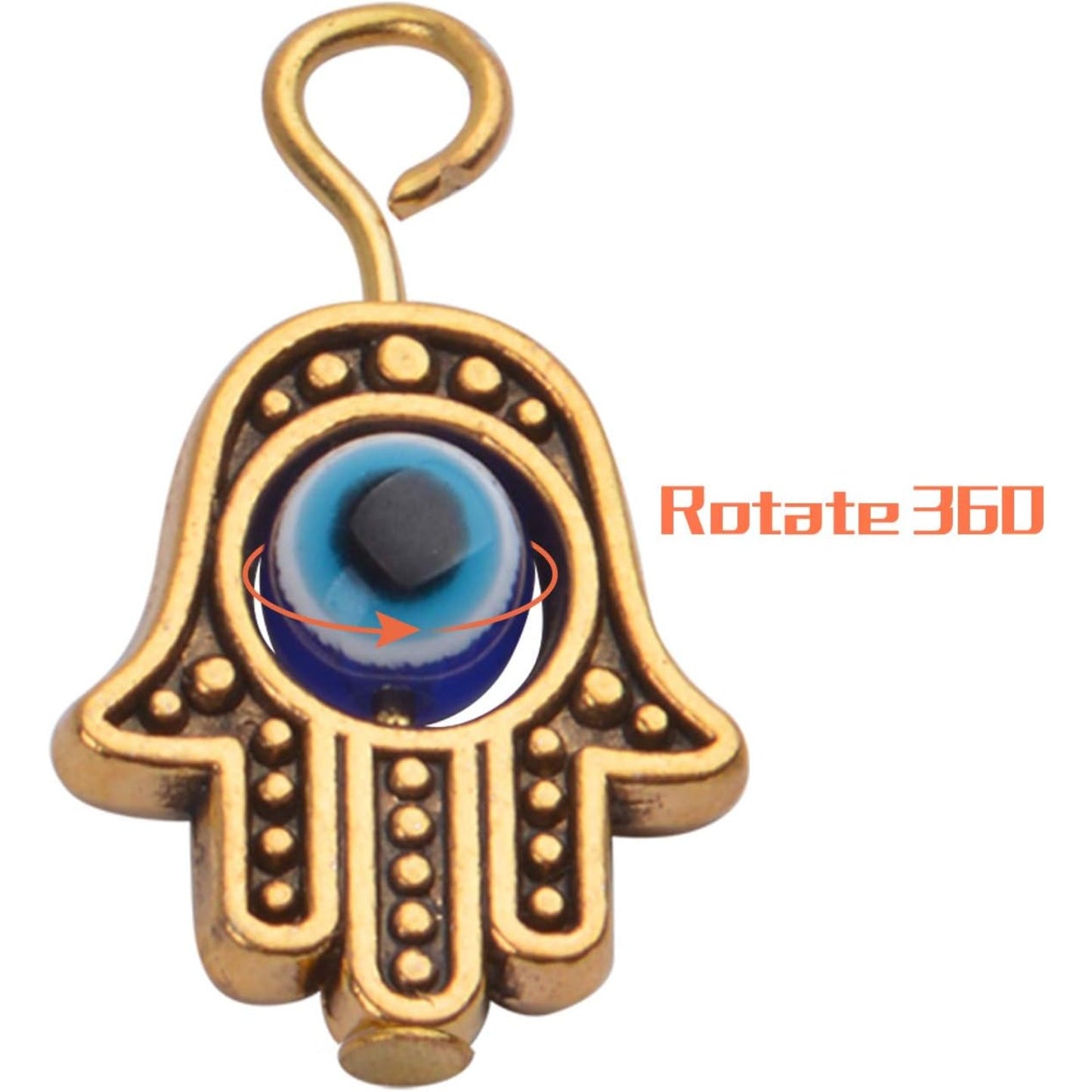 Hamsa Hand Beads Frame Charms,30 Pieces of Hamsa Evil Eye Pendant Hand of Fatima Symbol Charms Jewelry Making Findings for DIY Necklace Bracelet(Gold & Silver & Bronze)