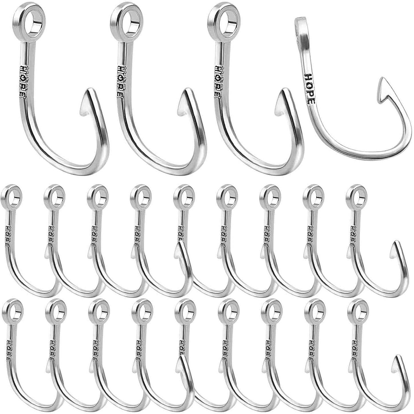 50 Pieces Antique Silver Fish Hook Pendant Charms Tibetan Vintage Fishing Hook Charms Craft Supplies for DIY Jewelry Making Findings, 36.6 mm × 22.5 mm