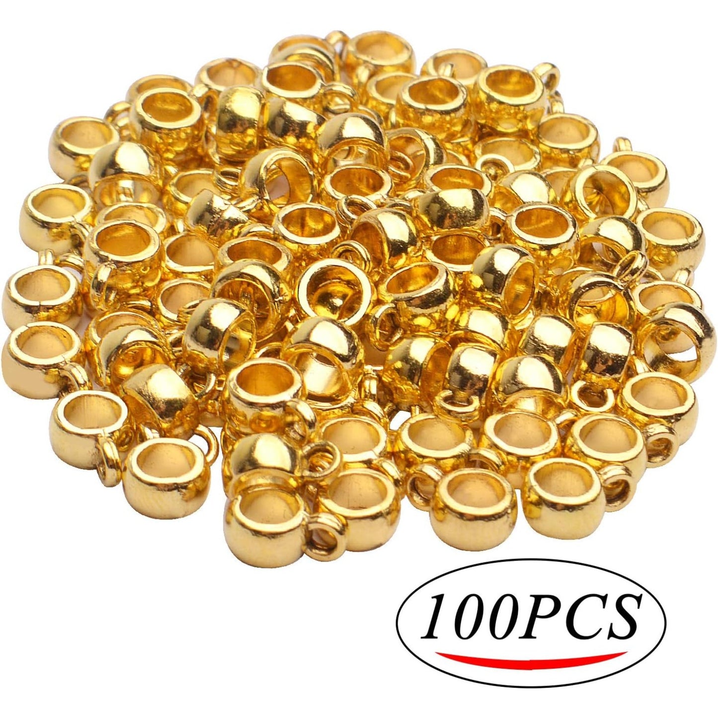 Bail Tube Beads, 100pcs Antique Golden, 4mm Hole, Fit Snake Chain, European Charm Bracelet, Necklace