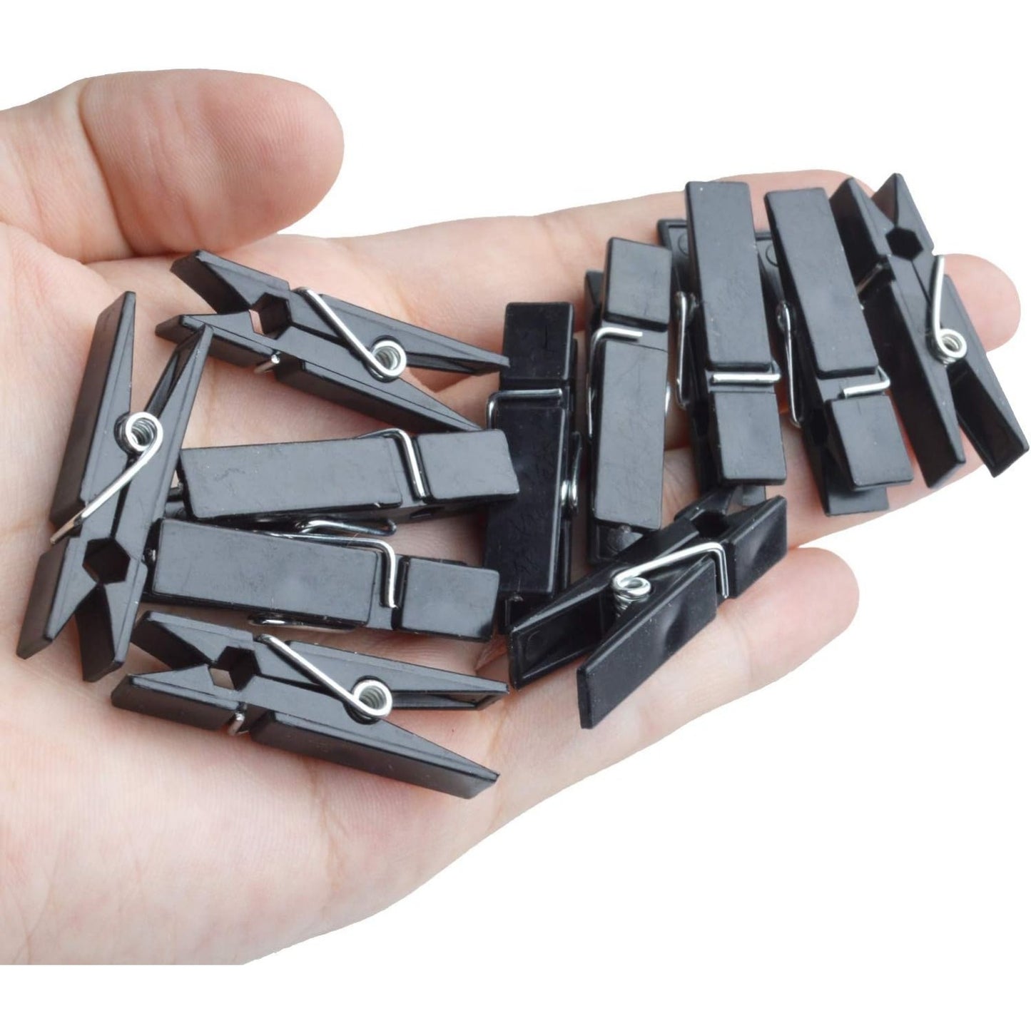Plastic Mini Clips, 100pcs Mini Plastic Clips Black Photo Clips Small Clothes Pins Paper Pegs for Photos Pictures Paper Socks Office Home Arts DIY Crafts Decoration, 35x7x10mm