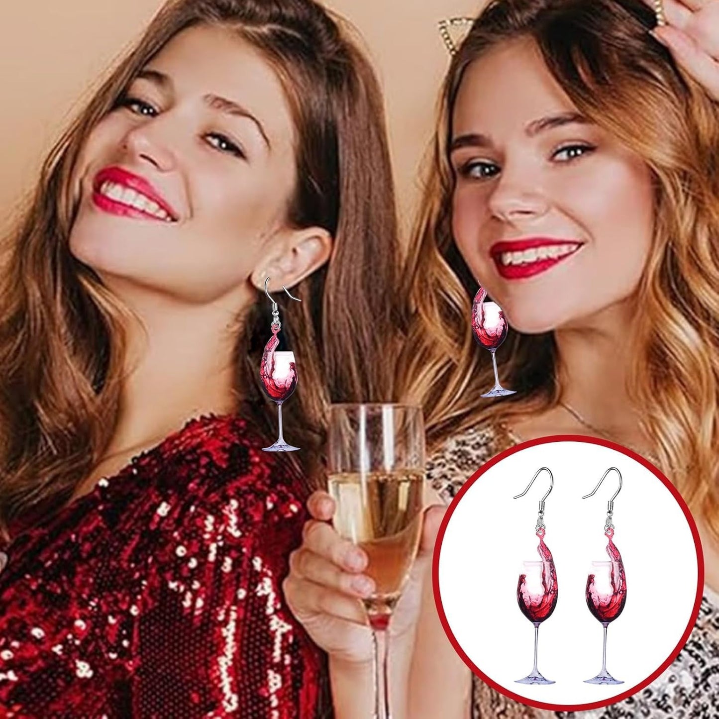 1 Pair of Wineglass Red Wine Dangle Earrings Acrylic Fashion Wine Glass Cup Statement Beer Festival Drop Earring Hooks for Women Gifts