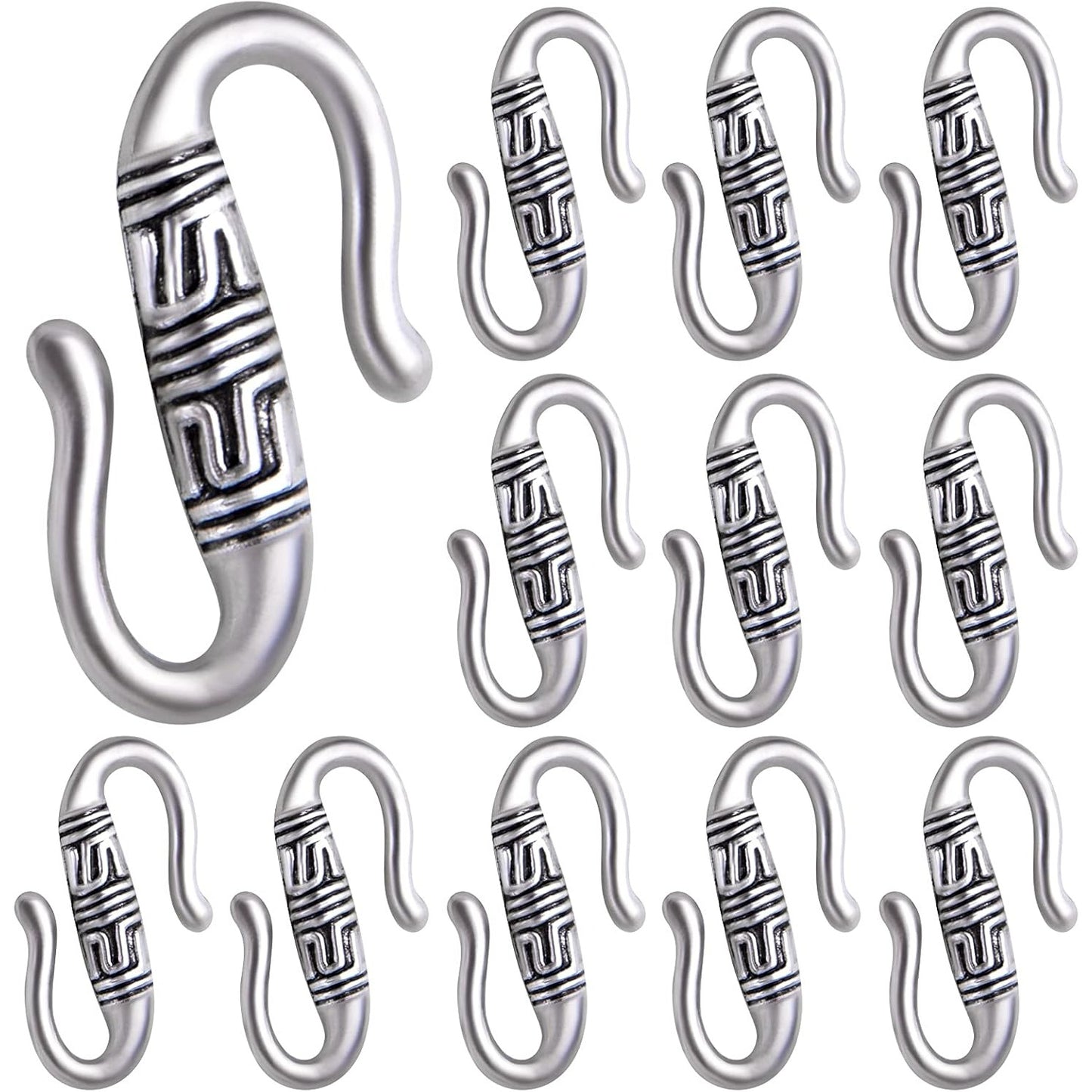 50 Pieces S Hook Ring Toggle Clasps Tibetan Necklace End Clasps Alloy Connectors Accessories for Bracelet Crafts Jewelry Making, Antique Golden