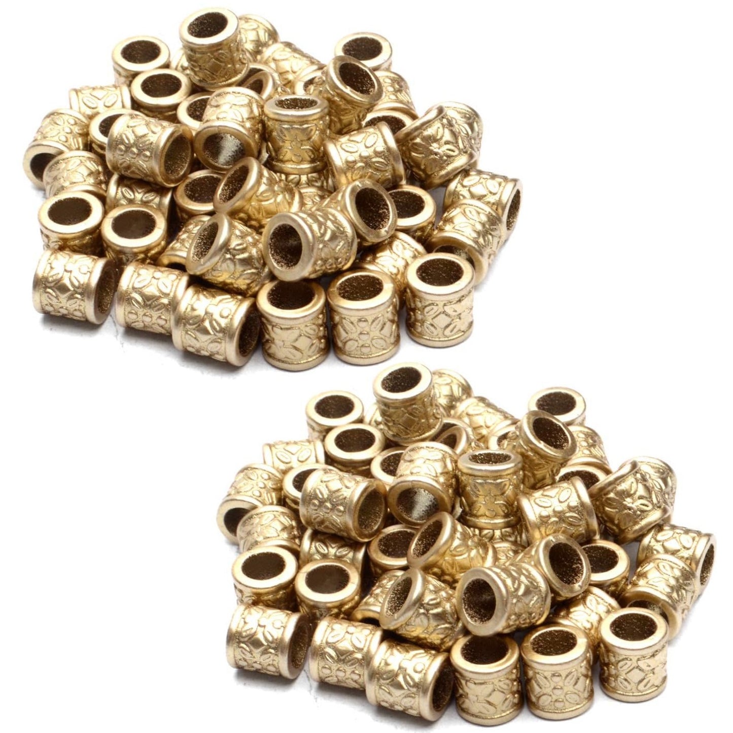 Hair Tube Beads,100pcs Golden and Silver Hair Dreadlock Beads Plastic Braid DIY Beads Large Hole Beads for Men Women Hair Beard Moustache Decoration,9x9x6mm