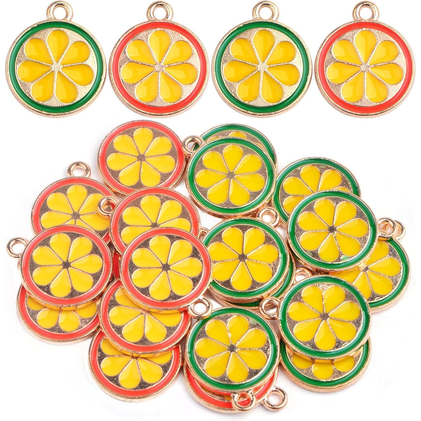 20 Pieces Cute Enamel Lemon Orange Pendant Charms Alloy Fruit Shape Dainty Dangle Charms Ornaments for DIY Necklace Bracelet Earrings Crafts Jewelry Making, 2 Colors