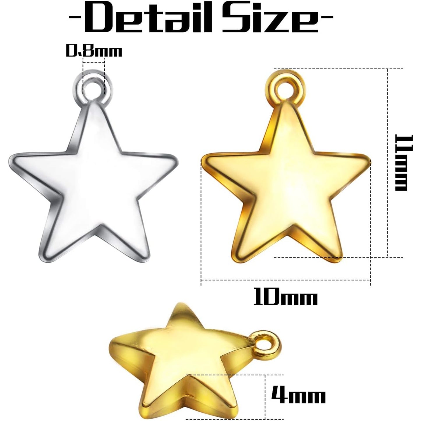 Star Pendant Charms, 100pcs Mini Five-Pointed Star Charms Tibetan Style Blank Stamping Star Shape Pendant for DIY Jewelry Making Crafting, Golden and Antique Silver, 11x10x4mm