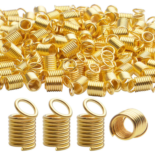 Coil Cord Ends, 150pcs Crimp Cord Ends Spring Buckle Leather Cord Ends Caps Loop Clasps for DIY Jewelry Parts Bracelets Crafting, 9×5mm, Hole 3.5mm