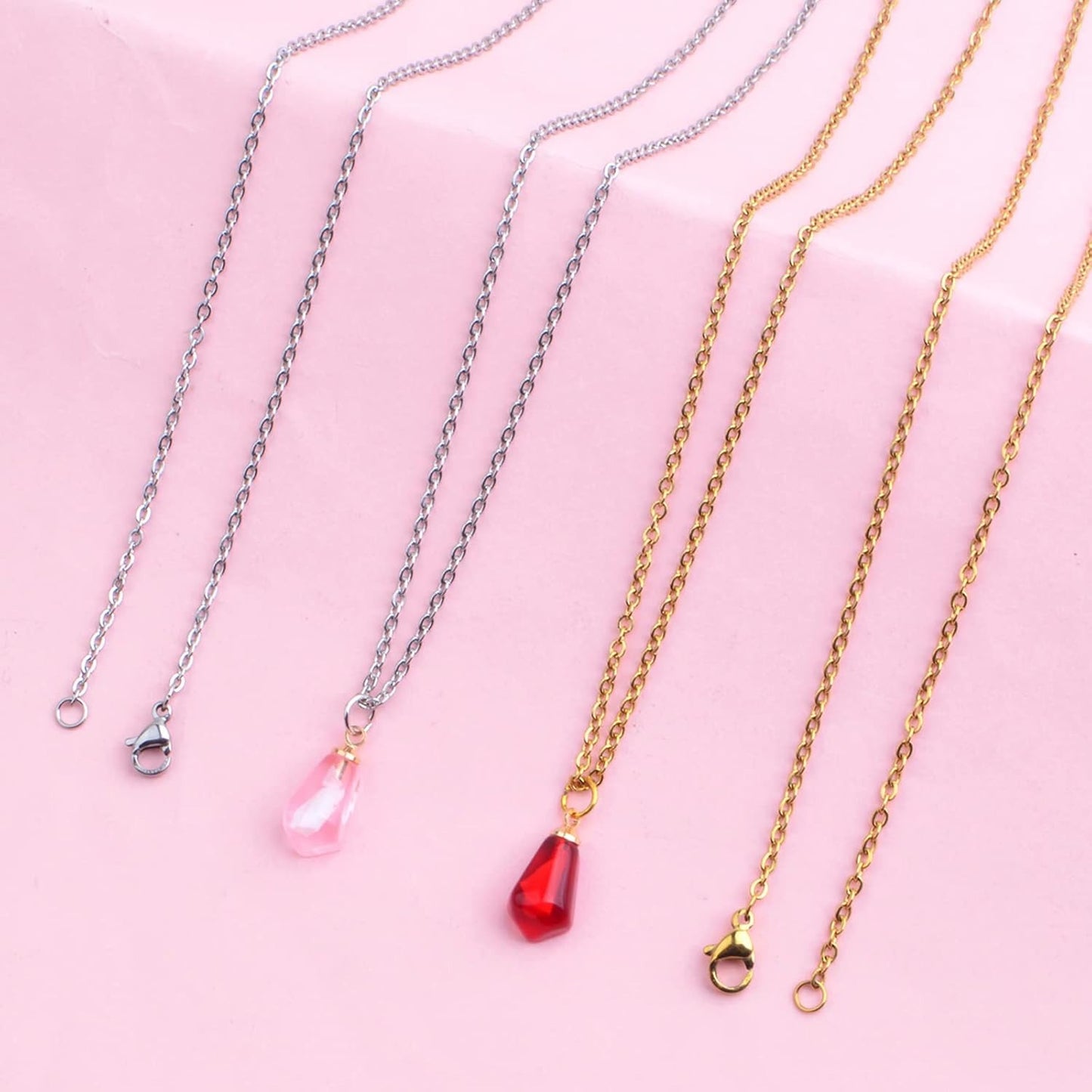 20pcs 450 mm Stainless Steel Necklace Chains Long Link Cable Chain Charms with Lobster Clasp 2 mm Thin Rope Chains for Women Men DIY Jewelry Making Projects, 2 Colors