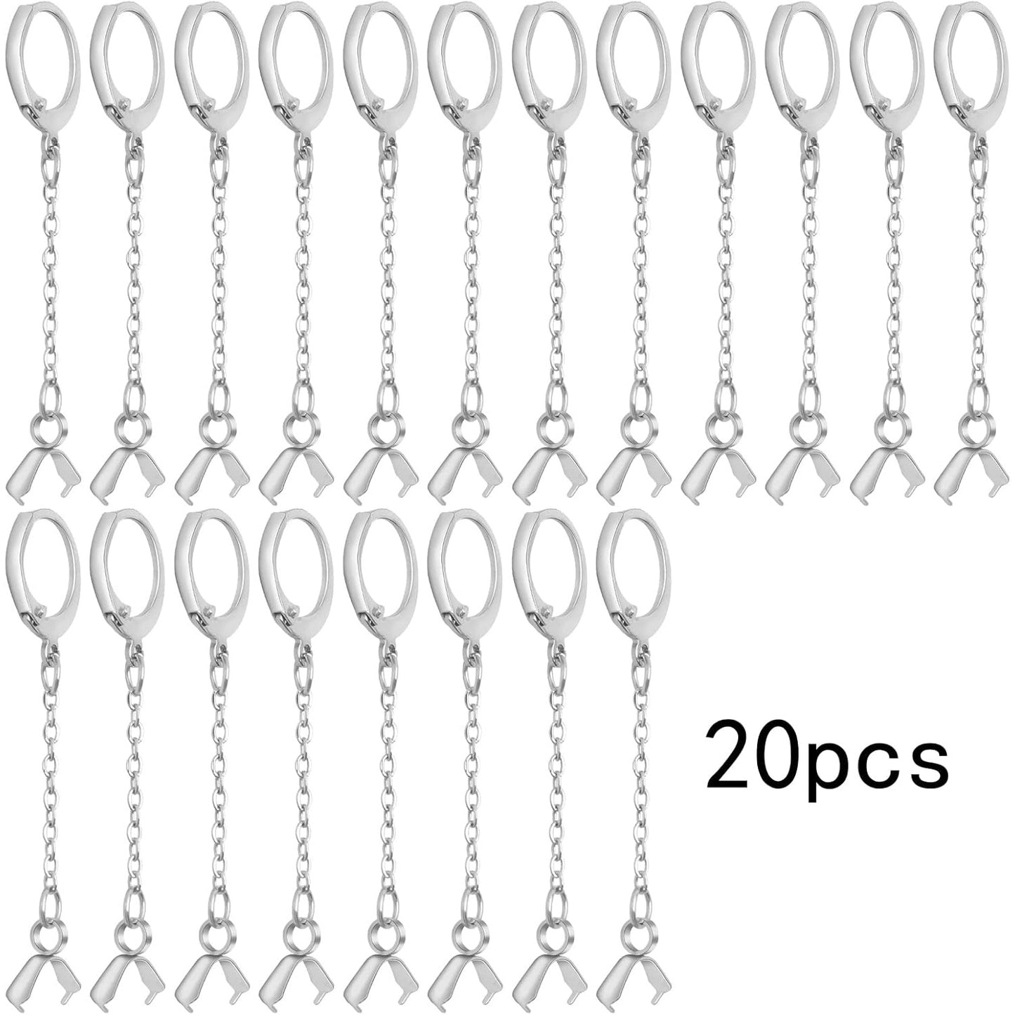 20pcs Stainless Steel Round Leverback Earring Hooks Hypoallergenic Earwires Earring Hooks with Beading Chains Pinch Bail Clasps for DIY Earrings Jewelry Making Supplies