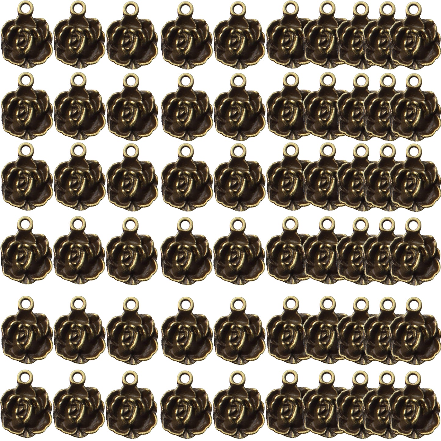 60pcs Rose Pendant Charm Tibetan Alloy Rose Flower Charms Pendants Flower Bead Charms DIY Earrings Bracelet Necklace Jewelry Making for Birthday Valentine's Gifts,4 Colors