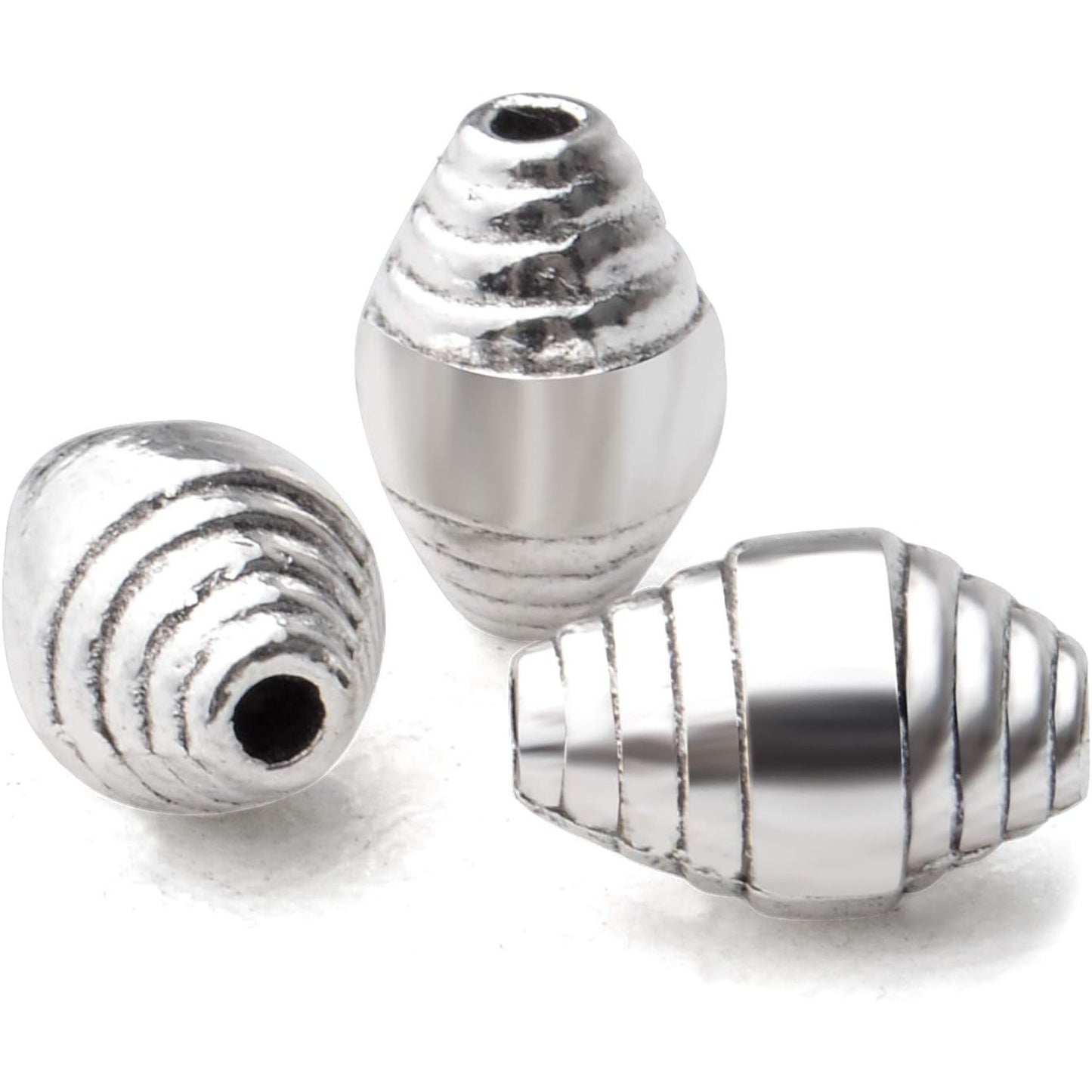 50pcs Tibetan Antique Silver Spacers Beads Alloy Bicone Spacer Beads Jewelry Beads Spacers Charms with A Box for Bracelet Necklace DIY Jewelry Making