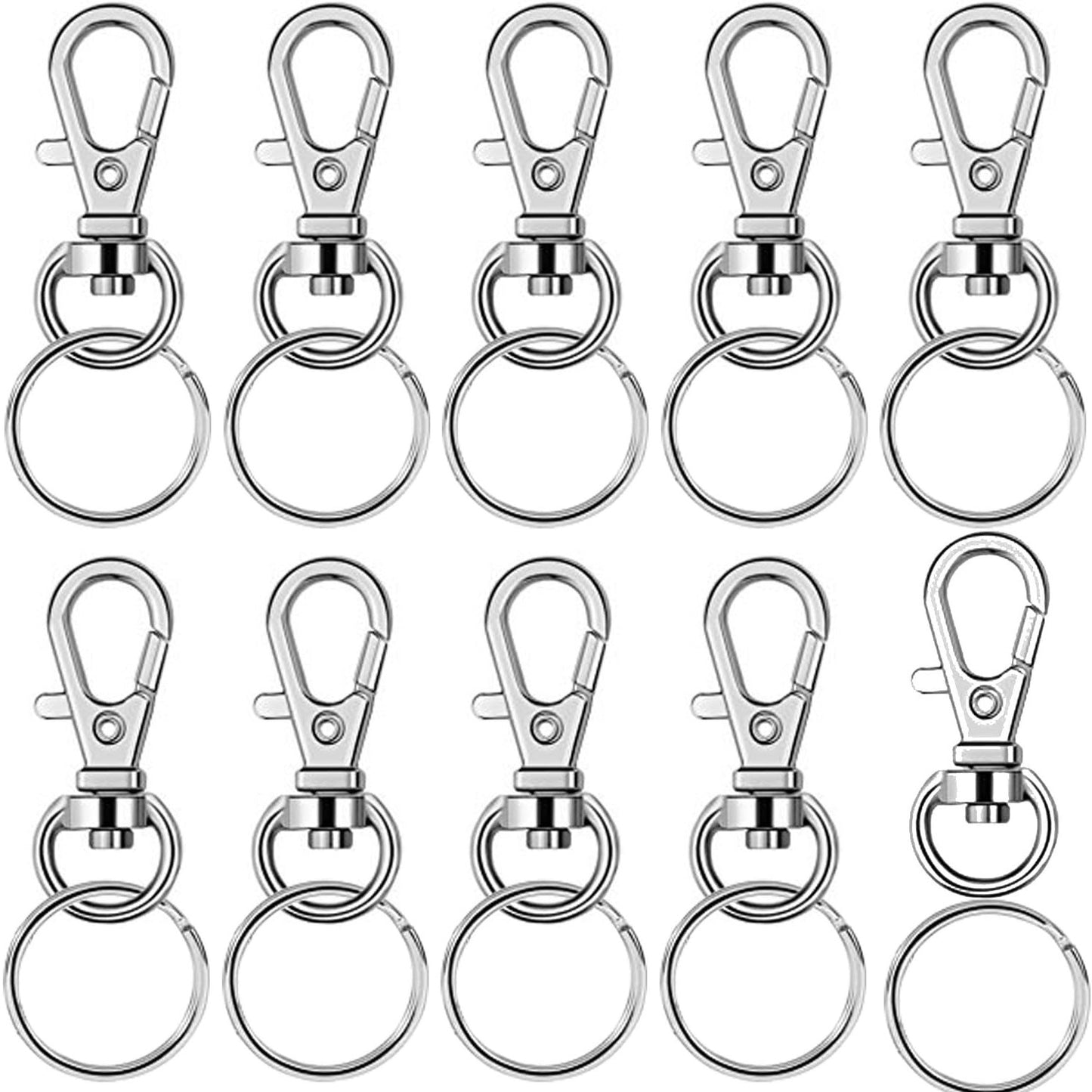60 Pieces Metal Swivel Lanyard Snap Hook with Key Rings(Small Size)