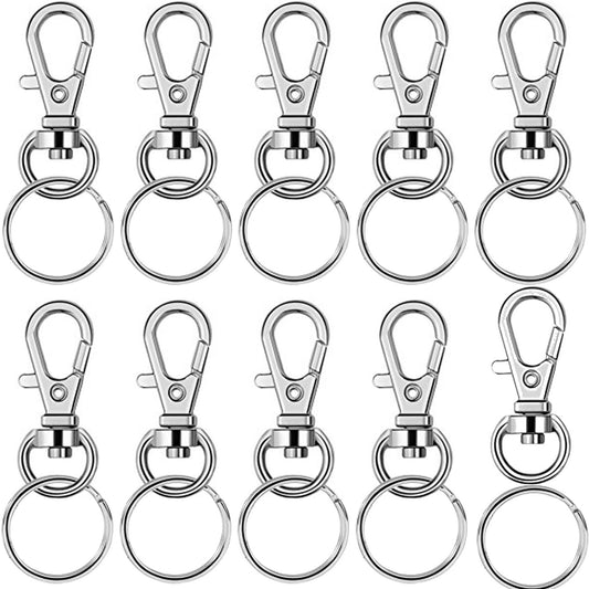 60 Pieces Metal Swivel Lanyard Snap Hook with Key Rings(Small Size)