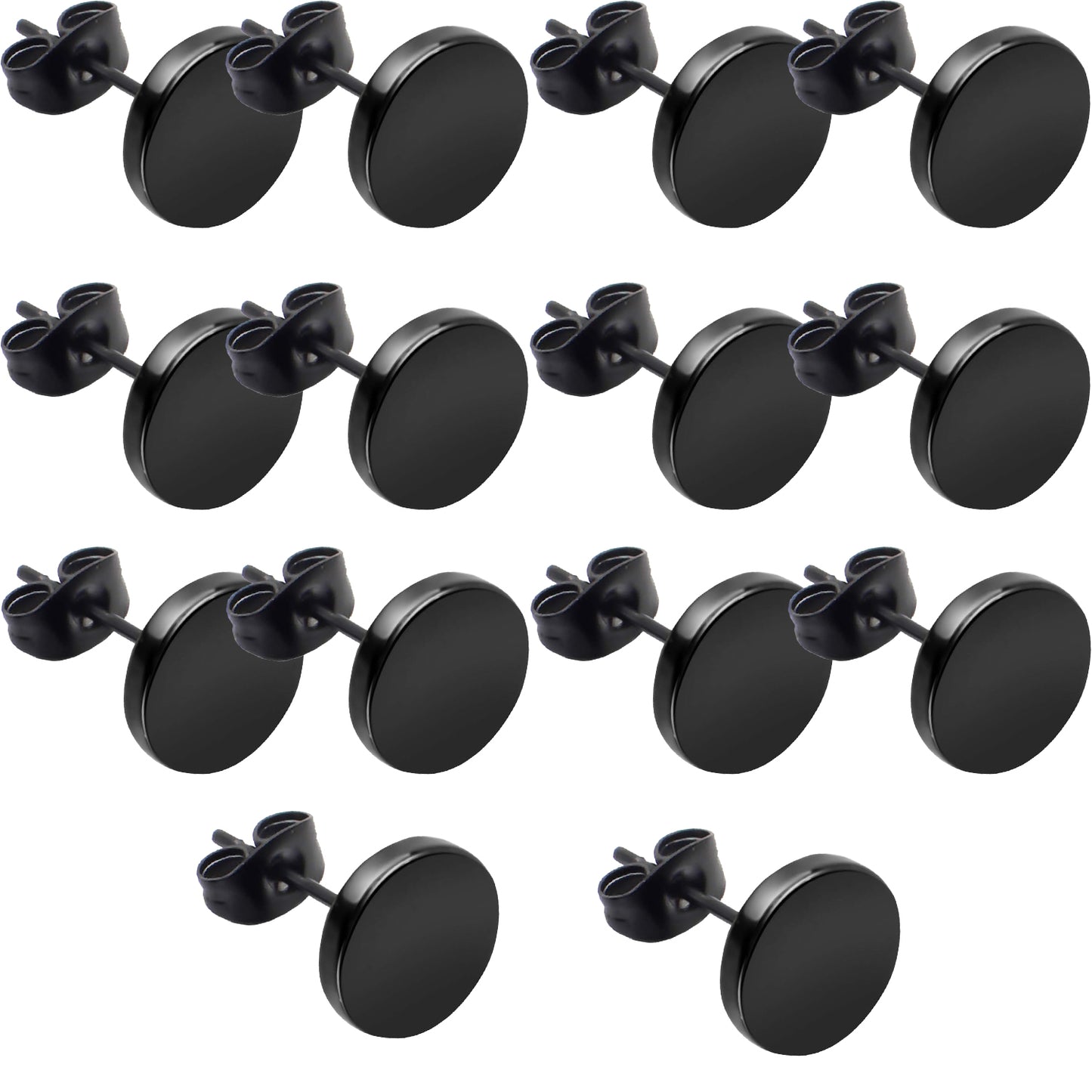 Black Round Stud Earrings, 7 Pairs Stainless Steel Dot Earrings Hypoallergenic Earrings Studs for Man Woman, 3mm/4mm/5mm/6mm/7mm/8mm/10mm