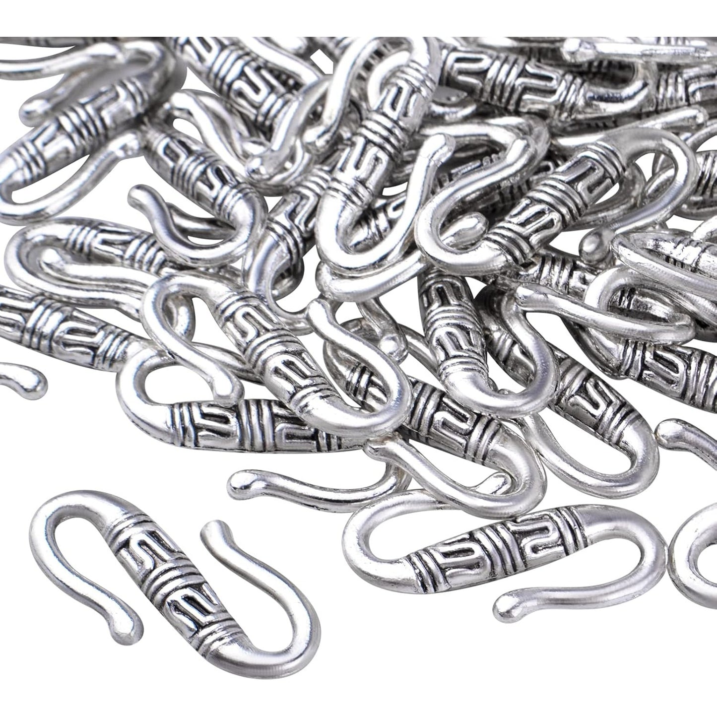 50 Pieces S Hook Ring Toggle Clasps Tibetan Necklace End Clasps Alloy Connectors Accessories for Bracelet Crafts Jewelry Making, Antique Golden