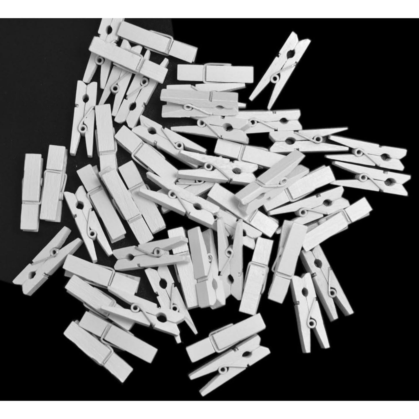 BronaGrand 100pcs Mini White Wooden Utility Paper Clips, Clothespins, Photo Clips