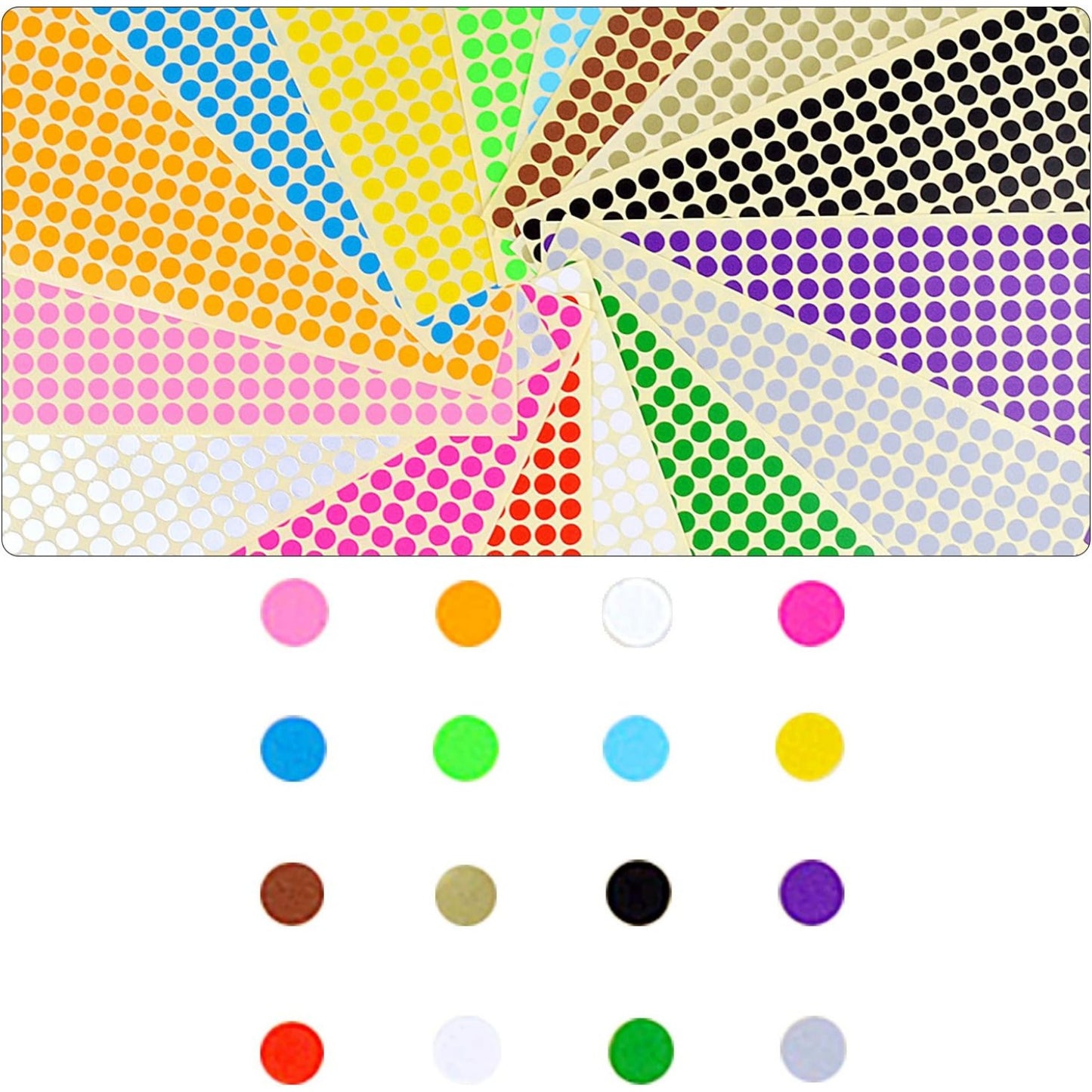 16 Sheets Dia 1/4inch Self Adhesive Round Dot Stickers Coding Label Circle Stickers 6528 Dots in Pack 16 Colors