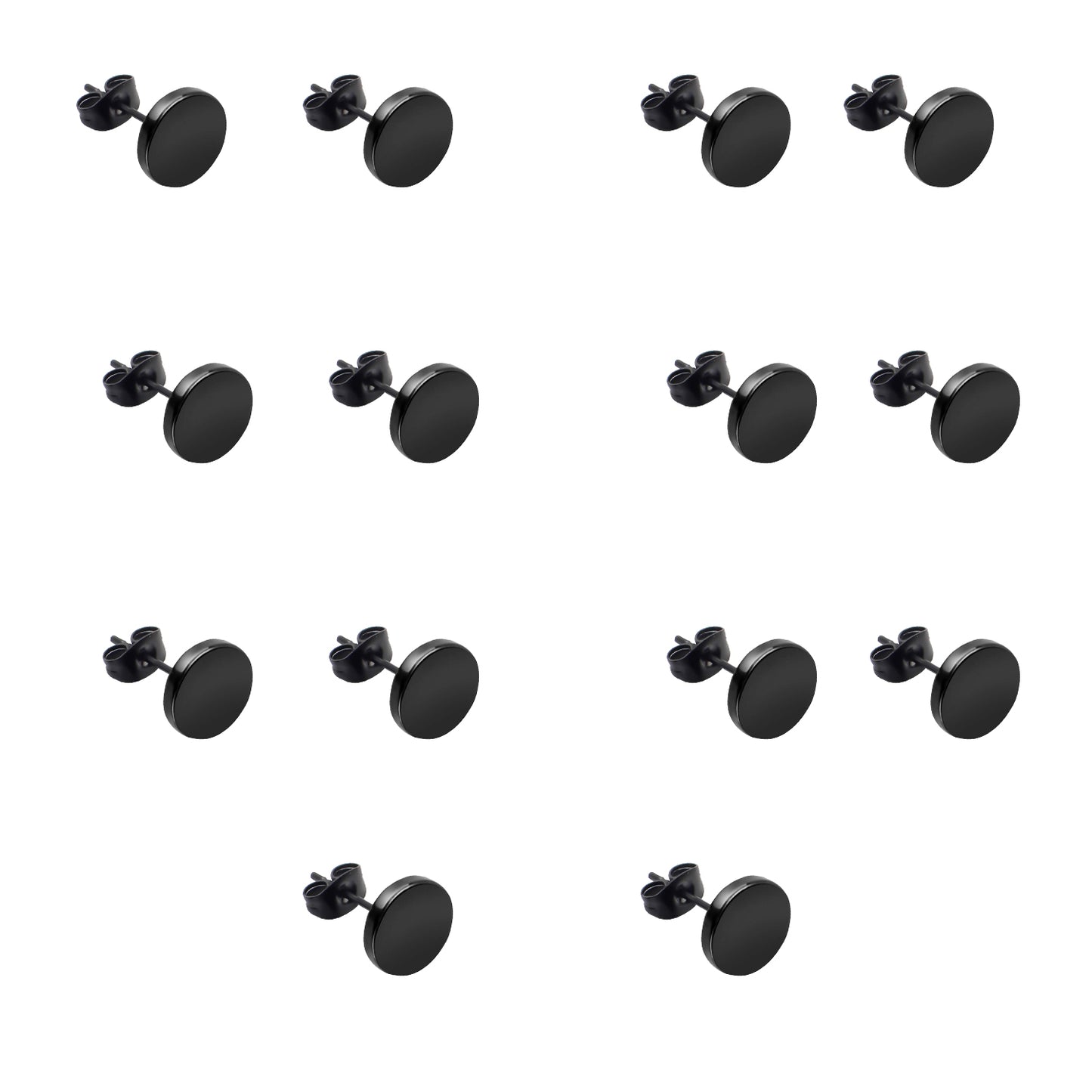 Black Round Stud Earrings, 7 Pairs Stainless Steel Dot Earrings Hypoallergenic Earrings Studs for Man Woman, 3mm/4mm/5mm/6mm/7mm/8mm/10mm