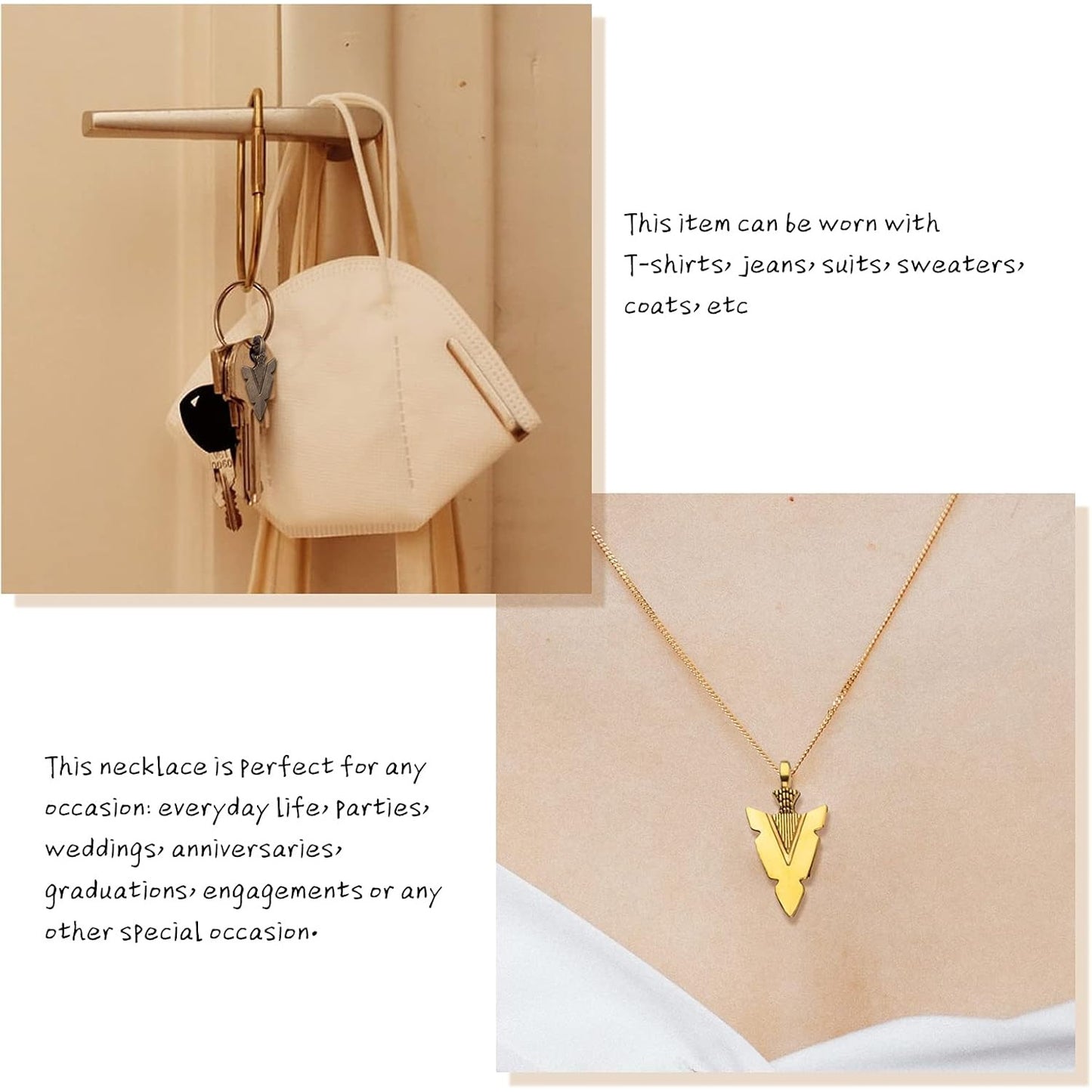 50 Pieces Tibetan Alloy Arrowhead Charms Vintage Chic Arrow Dangle Pendants Charms Craft Supplies for DIY Bracelet Necklace Jewelry Making Findings, Antique Golden