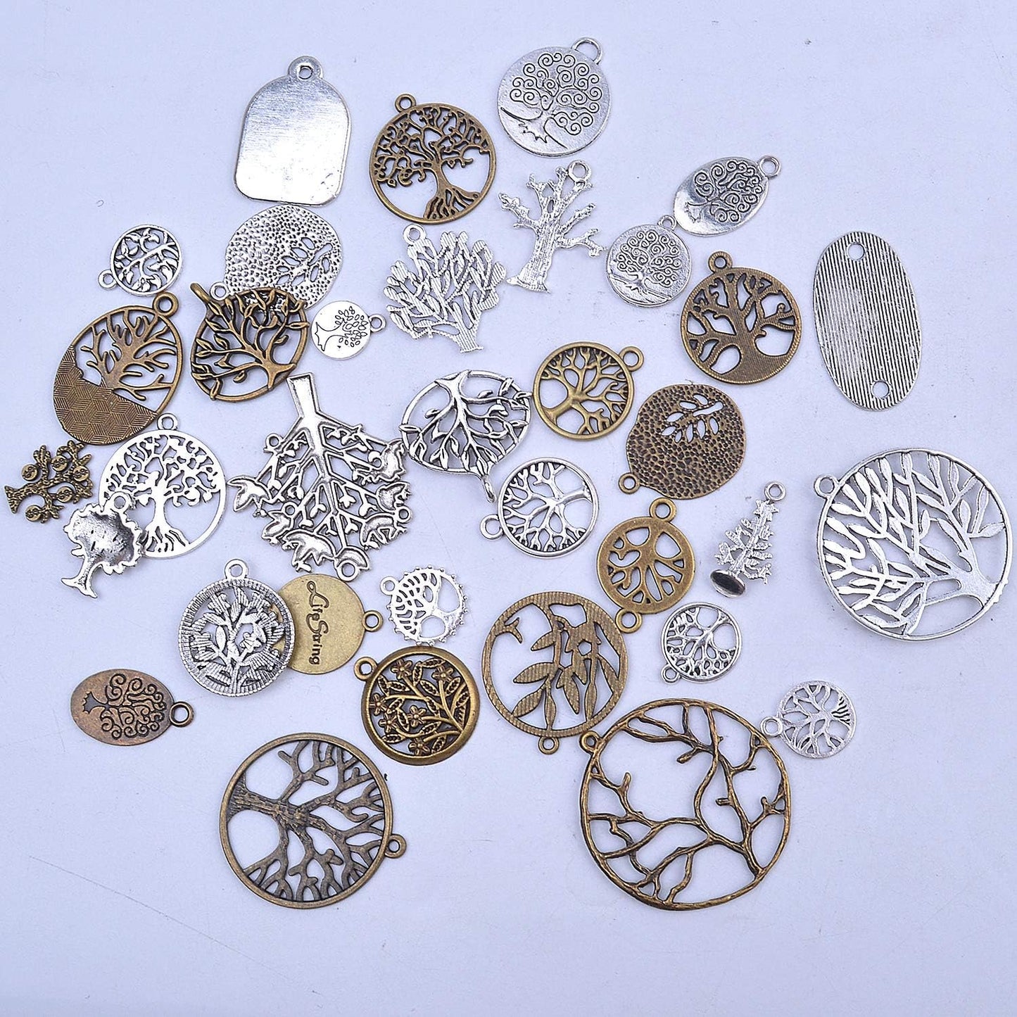35pcs Mixed Alloy Tree of Life Pendants Beads Charms Pendants for Crafting, Jewelry Findings Making Accessory for DIY Necklace Bracelet