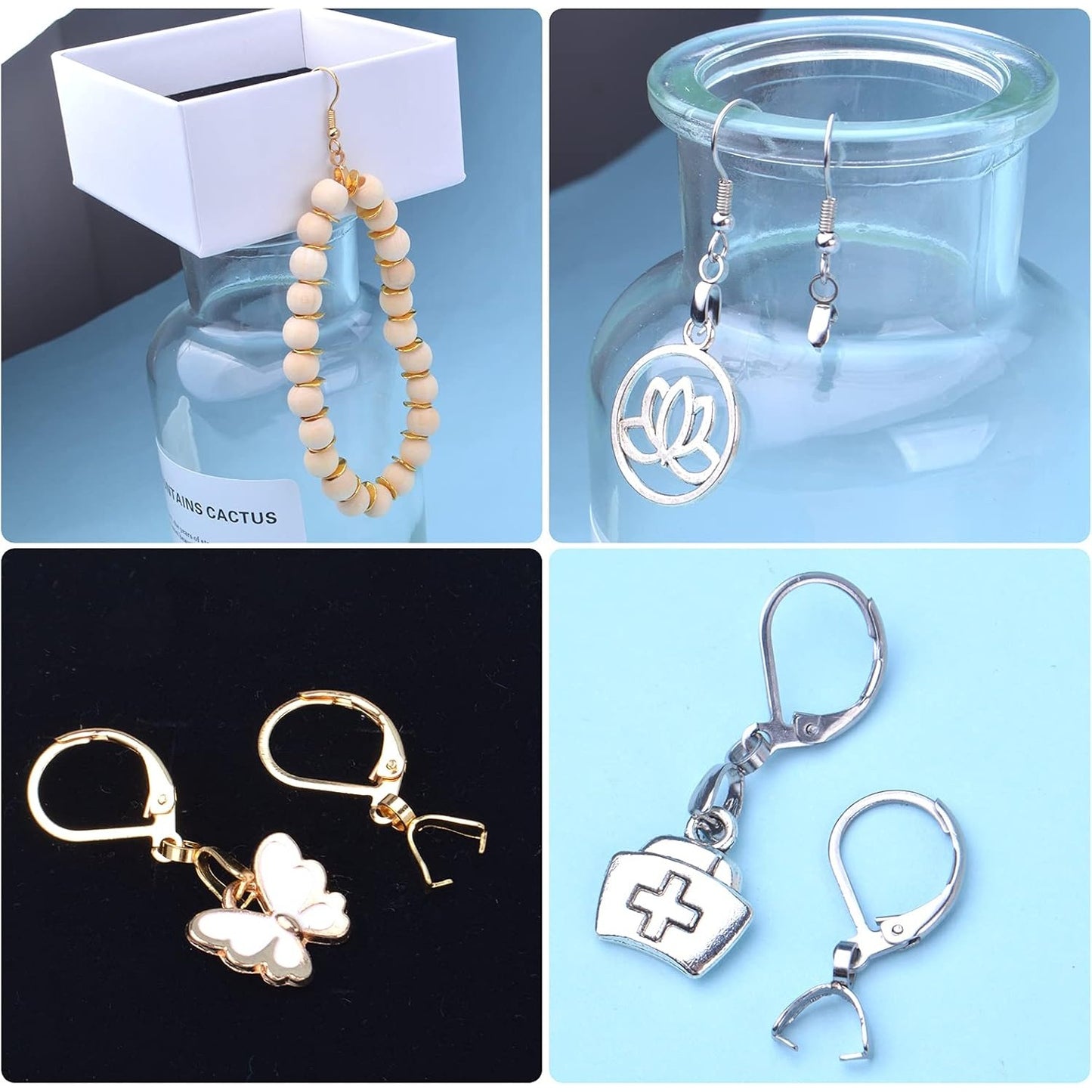 40pcs Stainless Steel & Gold Earring Hooks: French Fishhook & Leverback Styles, Wire Ear with Pendant Clasp for Jewelry Making