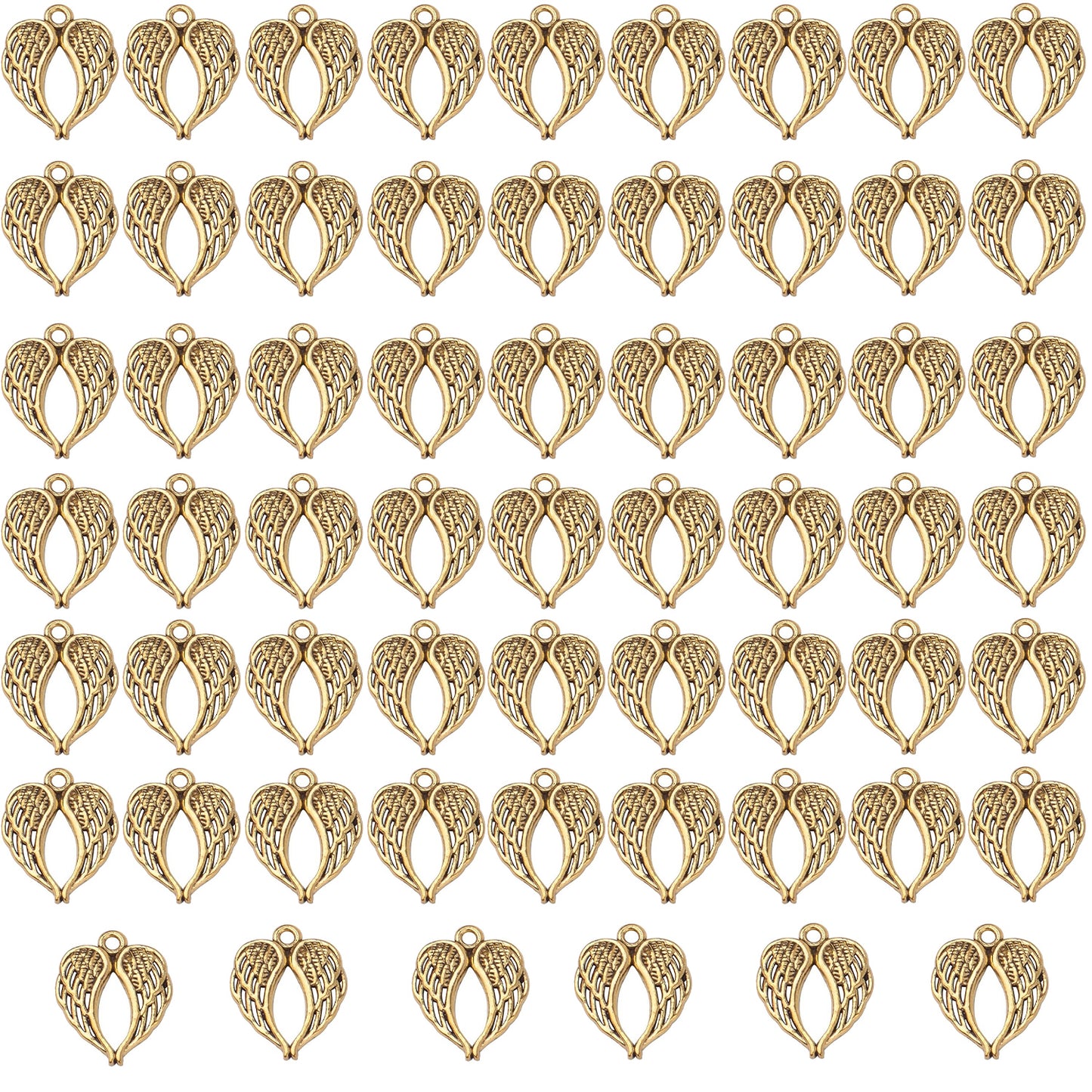 Angel Wings Feathers Charms, 60pcs Alloy Fairy Pendant Craft Supplies Beads Charm for Diy Bracelet Necklace Jewelry Making, 6 Colors
