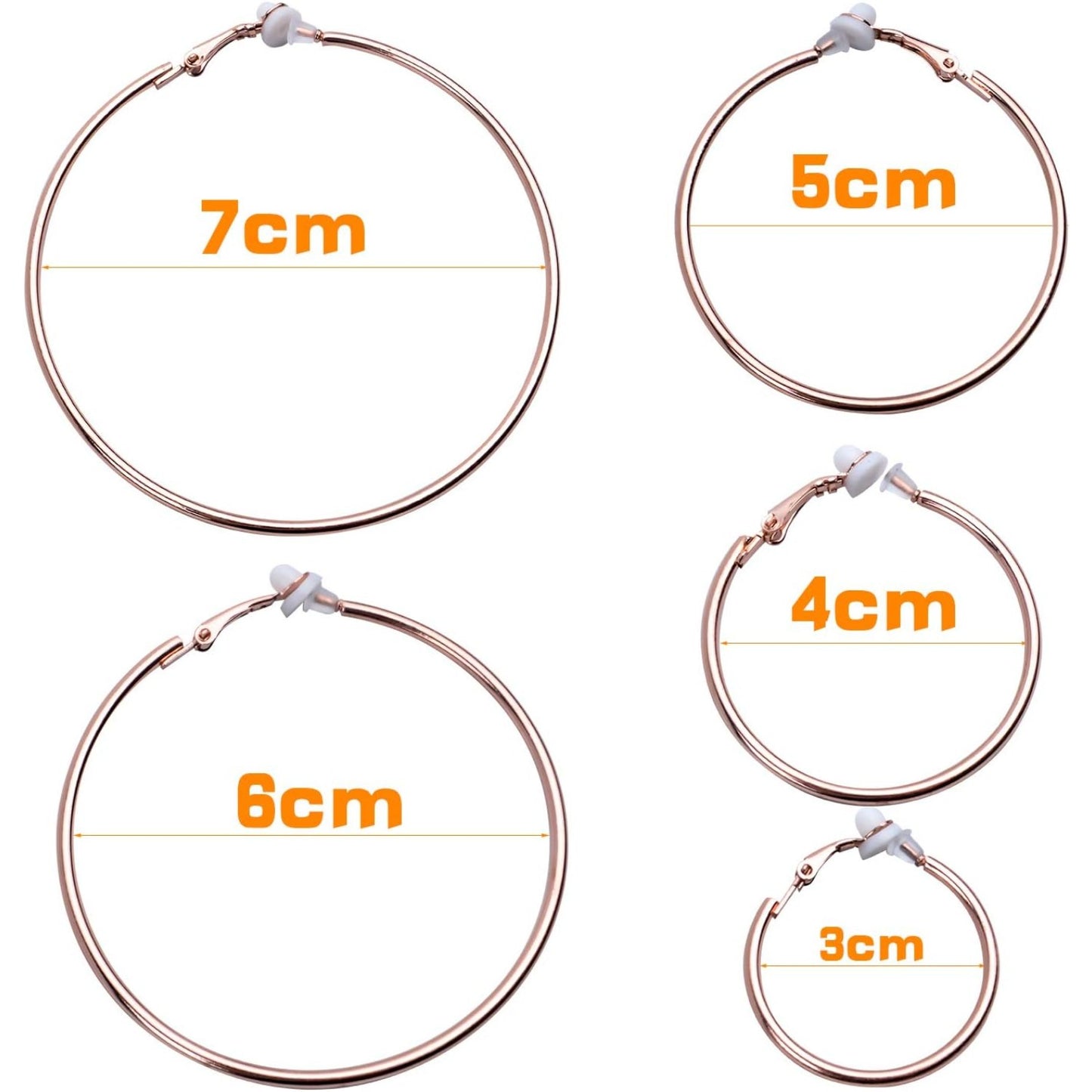 5 Pairs Gold Clip on Earrings Hoop Non Piercing Women Clip Earrings for Women, 5 Sizes