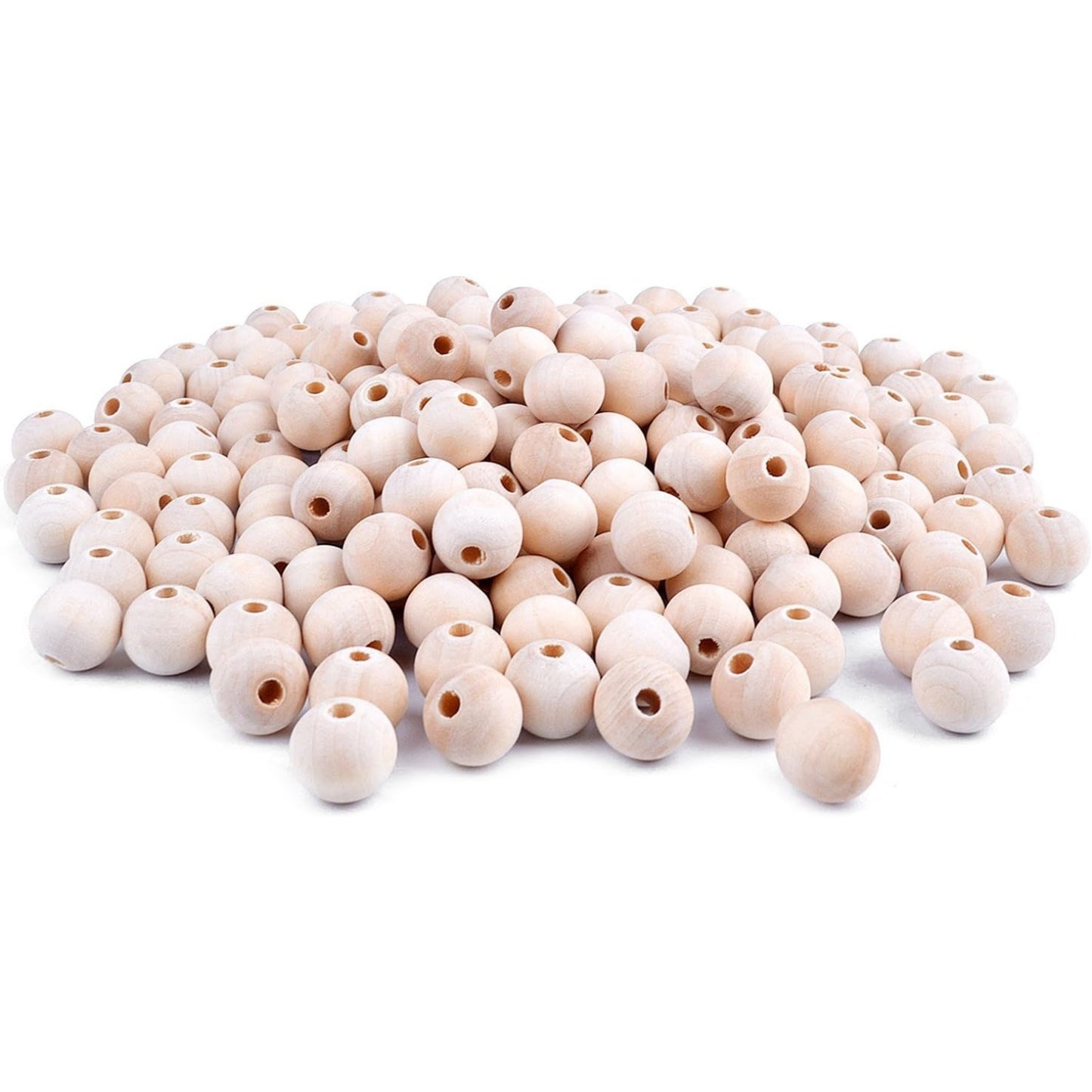 BronaGrand 200pcs 12mm Natural Color Round Ball Wood Spacer Beads Jewelry Findings Charms