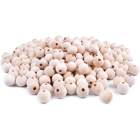 BronaGrand 200pcs 12mm Natural Color Round Ball Wood Spacer Beads Jewelry Findings Charms