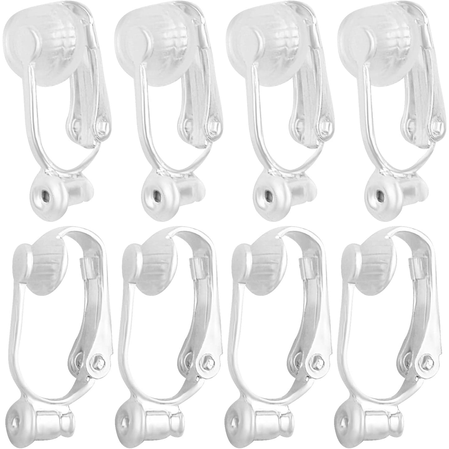 Clip-On Earring Converters - 12 Non-Pierced Earring Clips, Silicone Pads for Jewellery Making - Silver and Gold