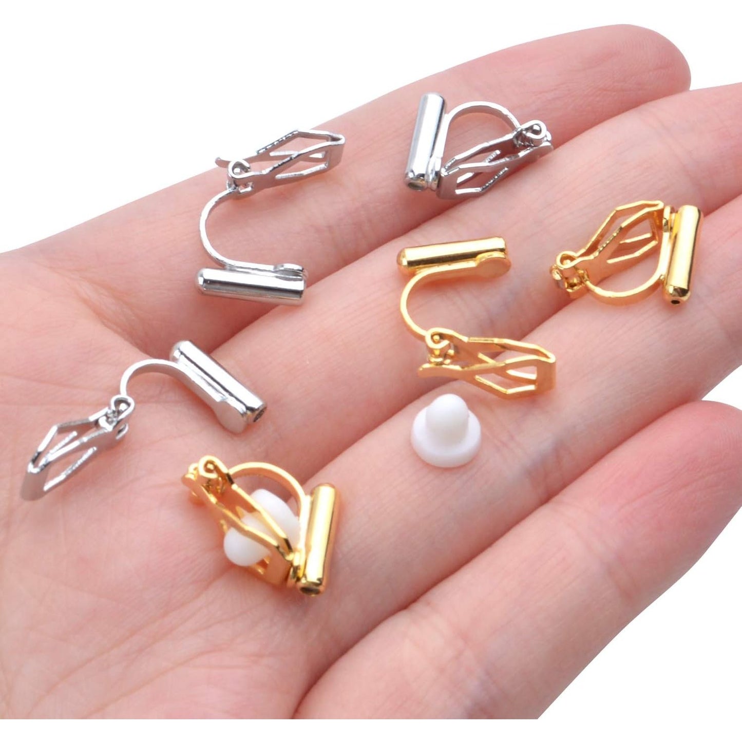 20pcs Clip On Earring Converter with Post and 20pcs Soft Earring Cushion for Non-Pierced Ears,Gold & Silver