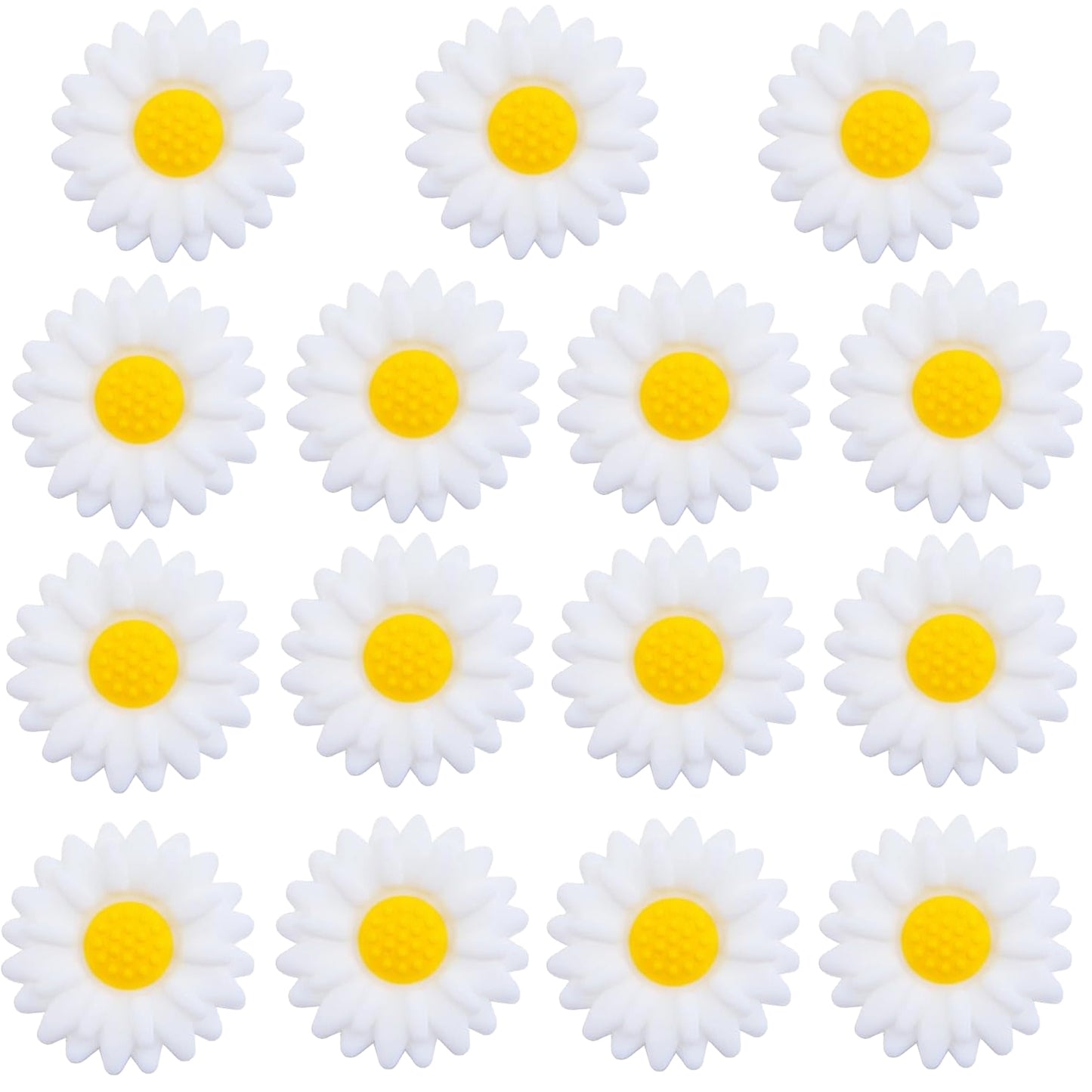 15pcs Daisy Flower Silicone Beads Colorful Soft Silicone Sunflower Spacer Beads Flower Shape Loose Beads Craft Accessories for DIY Necklace Bracelet Keychains Jewelry Making