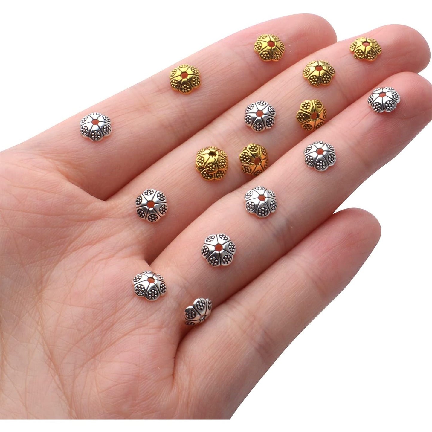 200pcs Flower Bead Caps Tibetan Alloy Spacer Beads Caps for DIY Bracelet Necklace Earrings